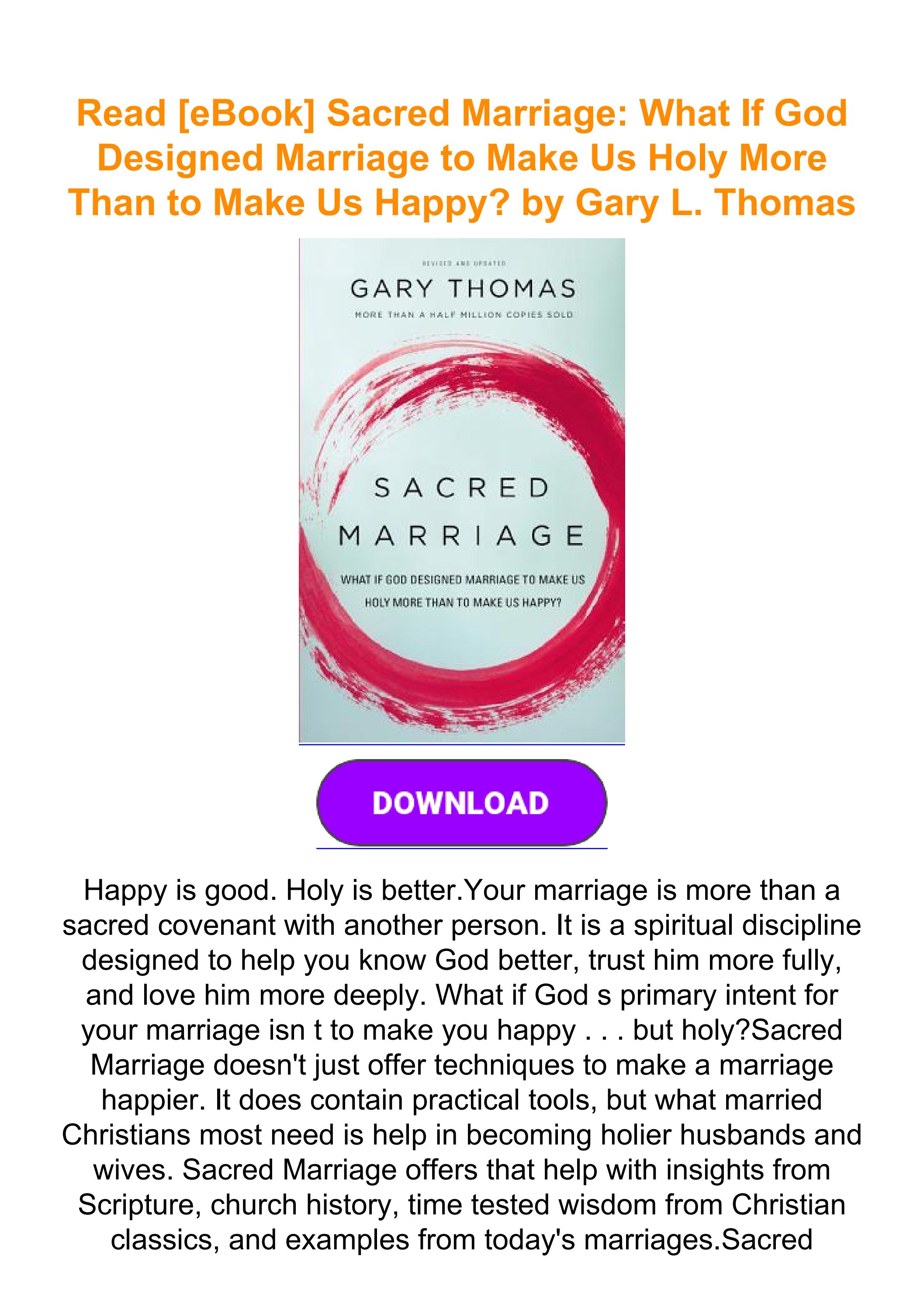 Read [eBook] Sacred Marriage What If God Designed Marriage to