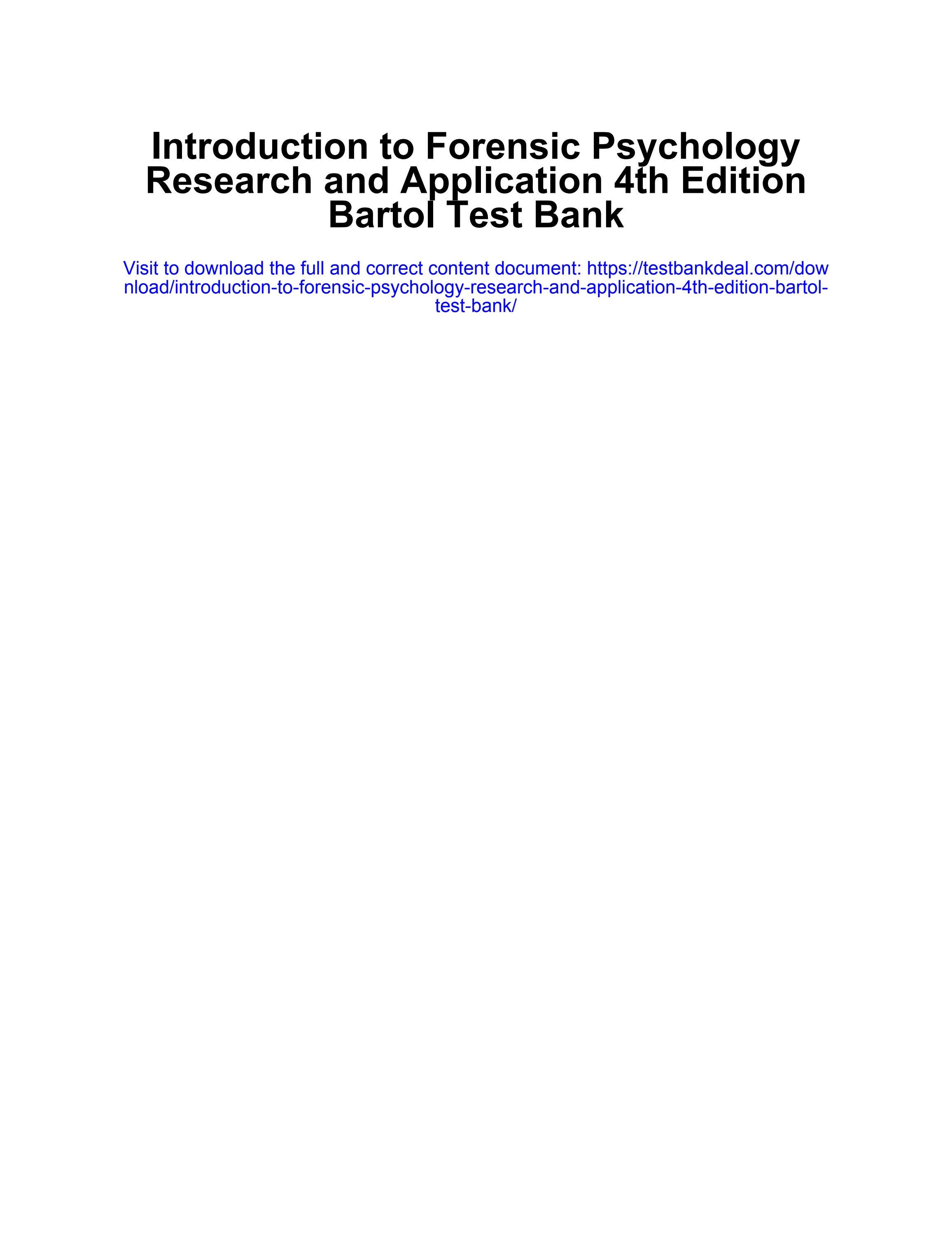 Introduction to forensic psychology research and application 4th ...