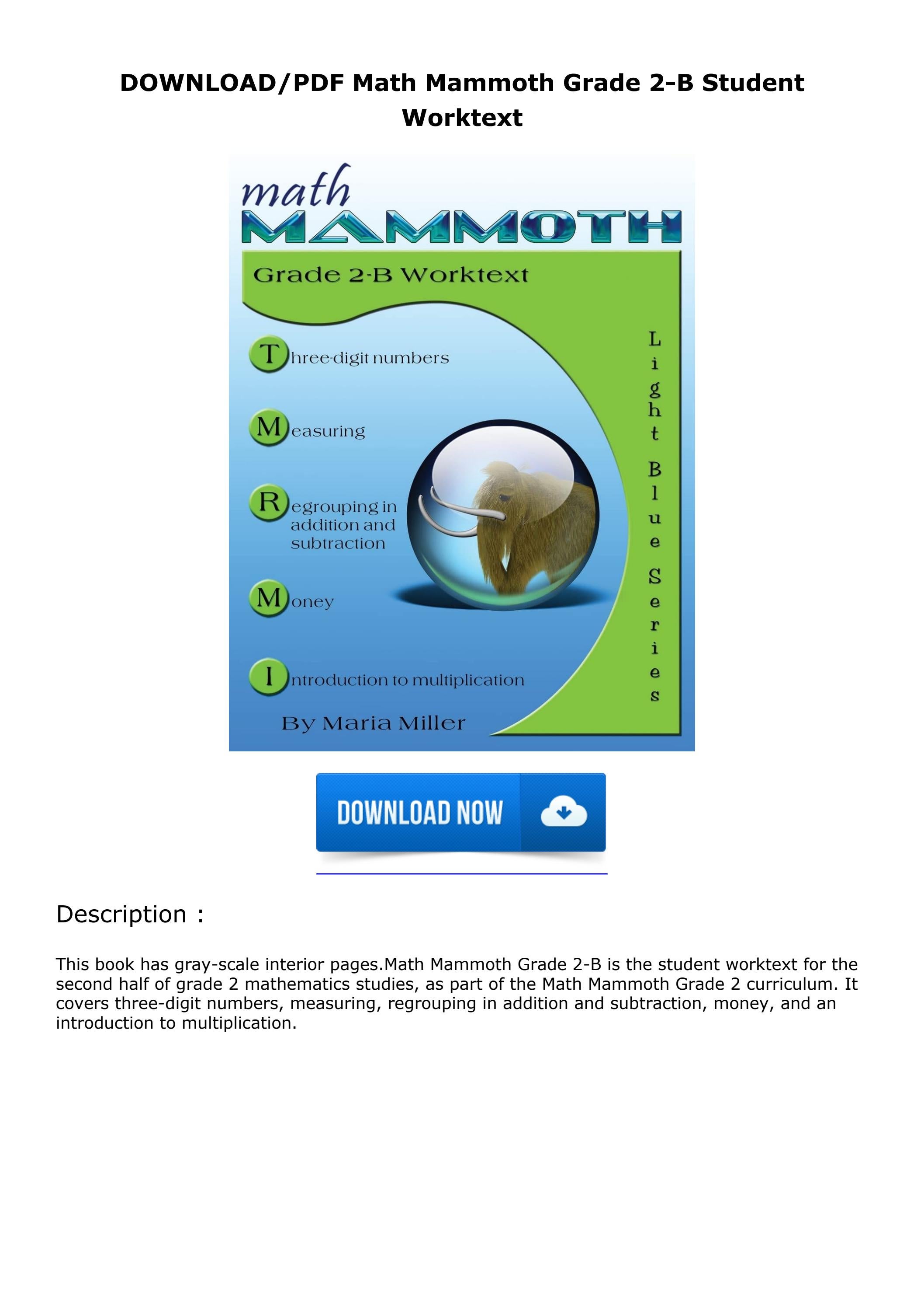 DOWNLOAD/PDF Math Mammoth Grade 2B Student Worktext by damiengoldenase