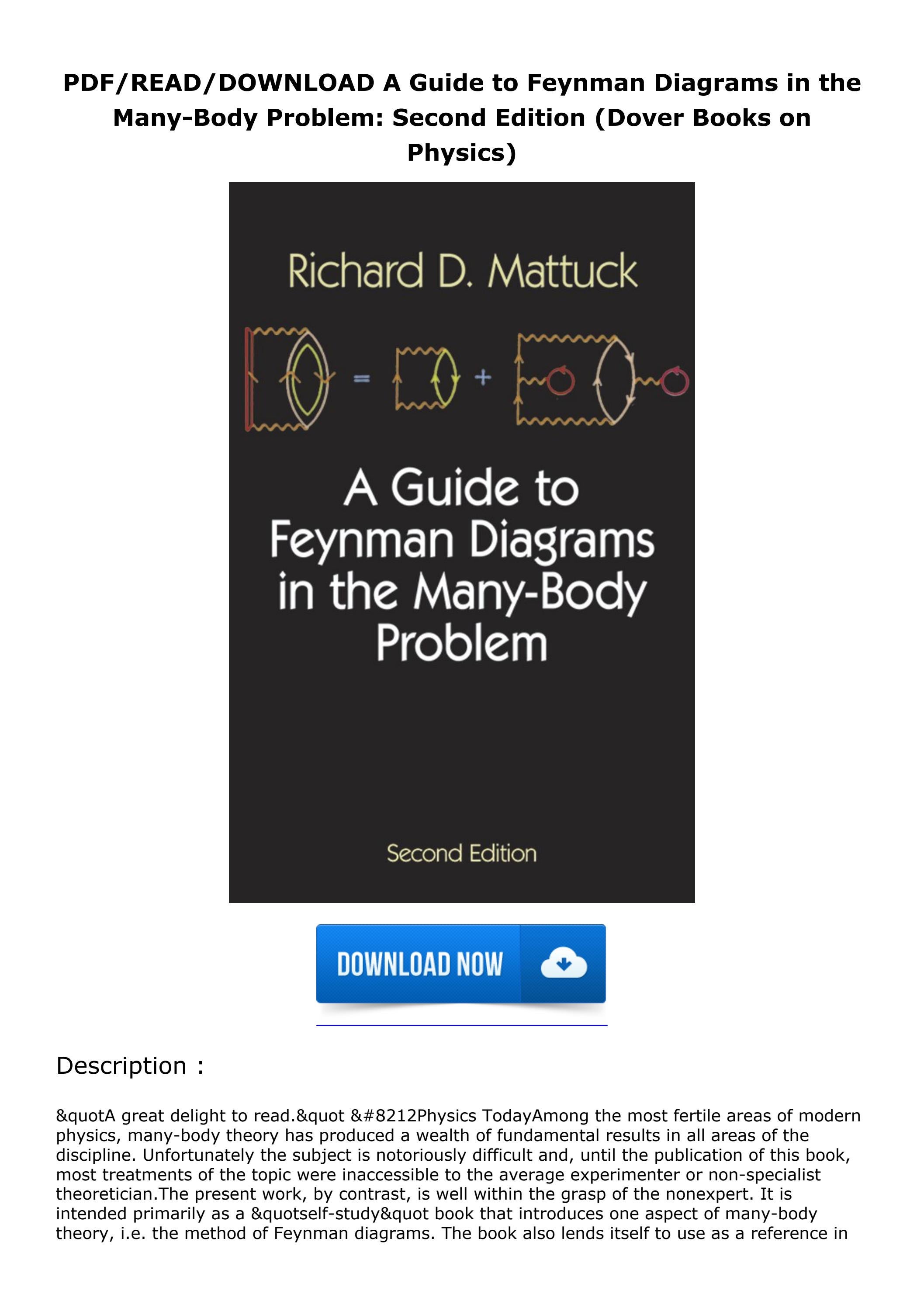 PDF/READ/DOWNLOAD A Guide to Feynman Diagrams in the ManyBody Problem