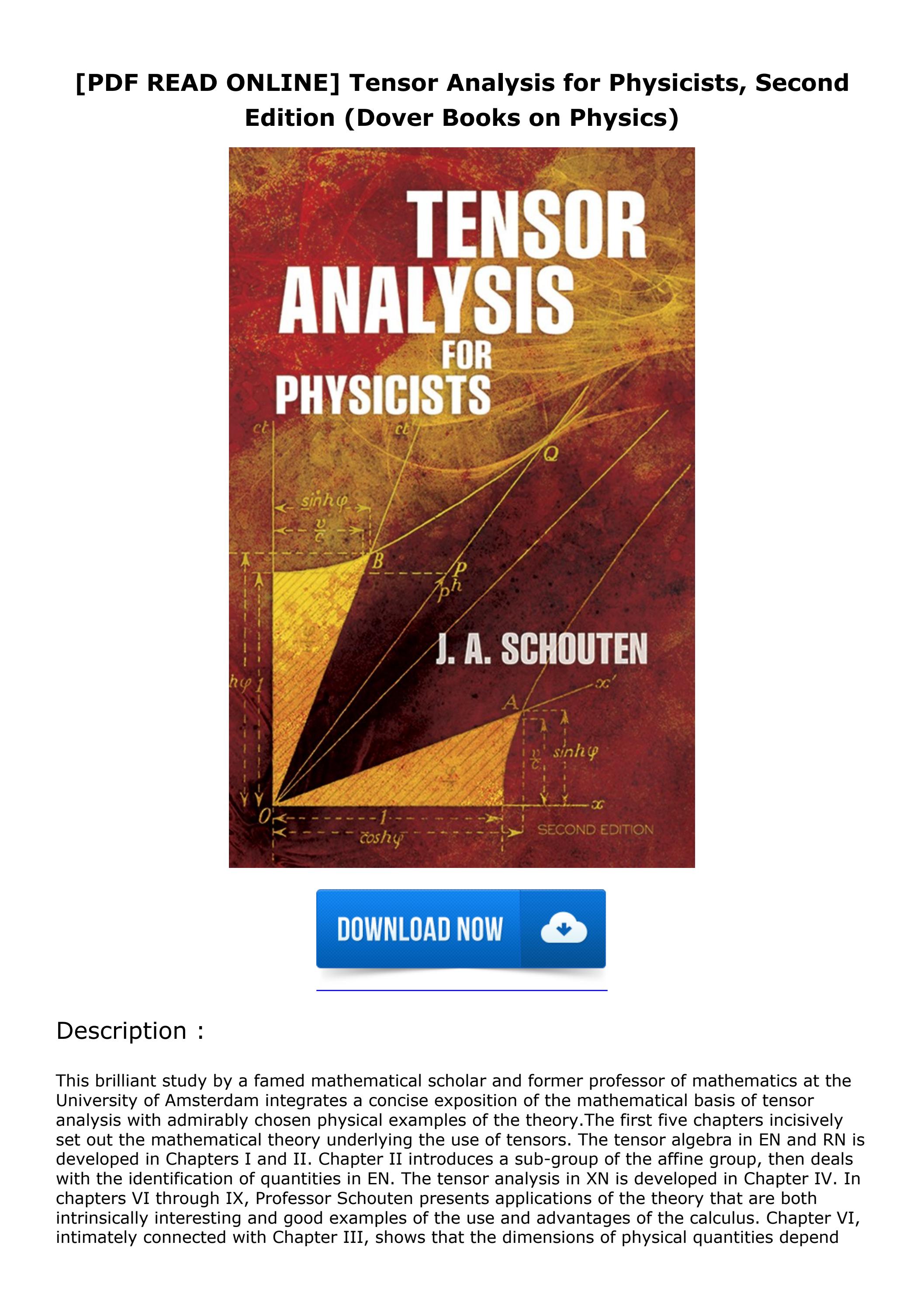 PDF READ ONLINE Tensor Analysis For Physicists Second Edition Dover pdf read online tensor analysis for physicists second edition dover