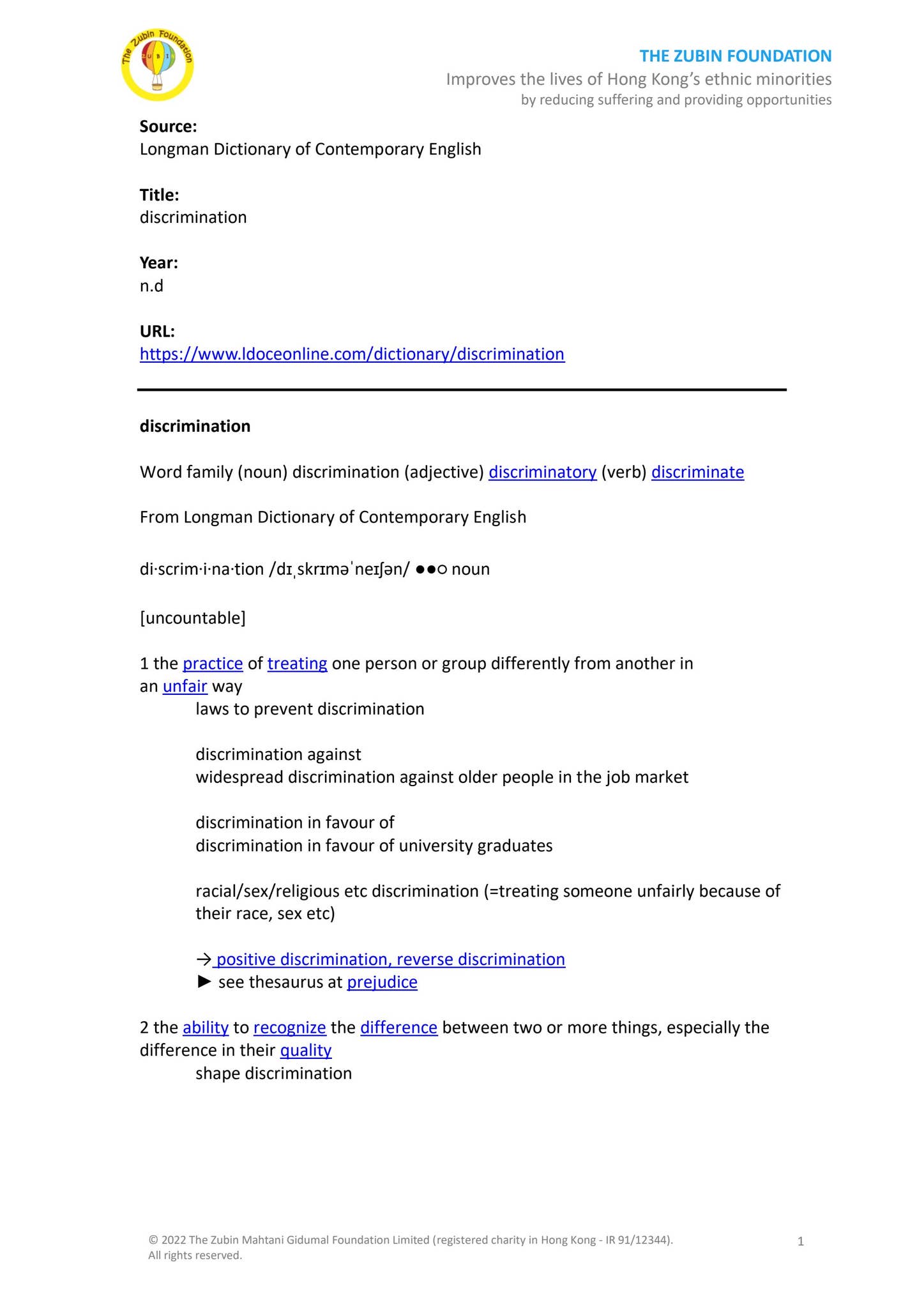 Anti-Racism Toolkit References (Ref 5): Discrimination - Longman ...