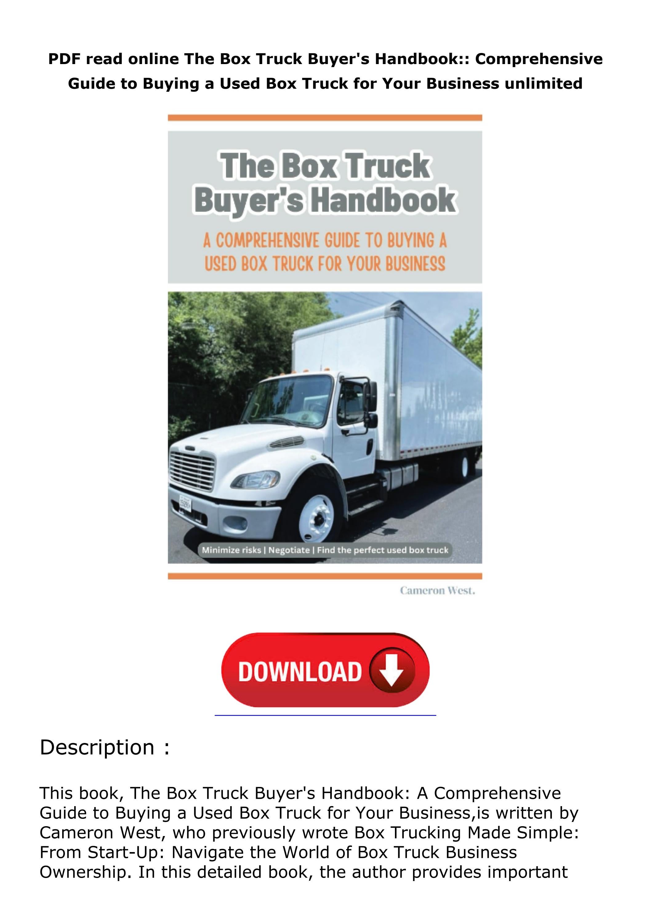 PDF read online The Box Truck Buyer's Handbook Comprehensive Guide to