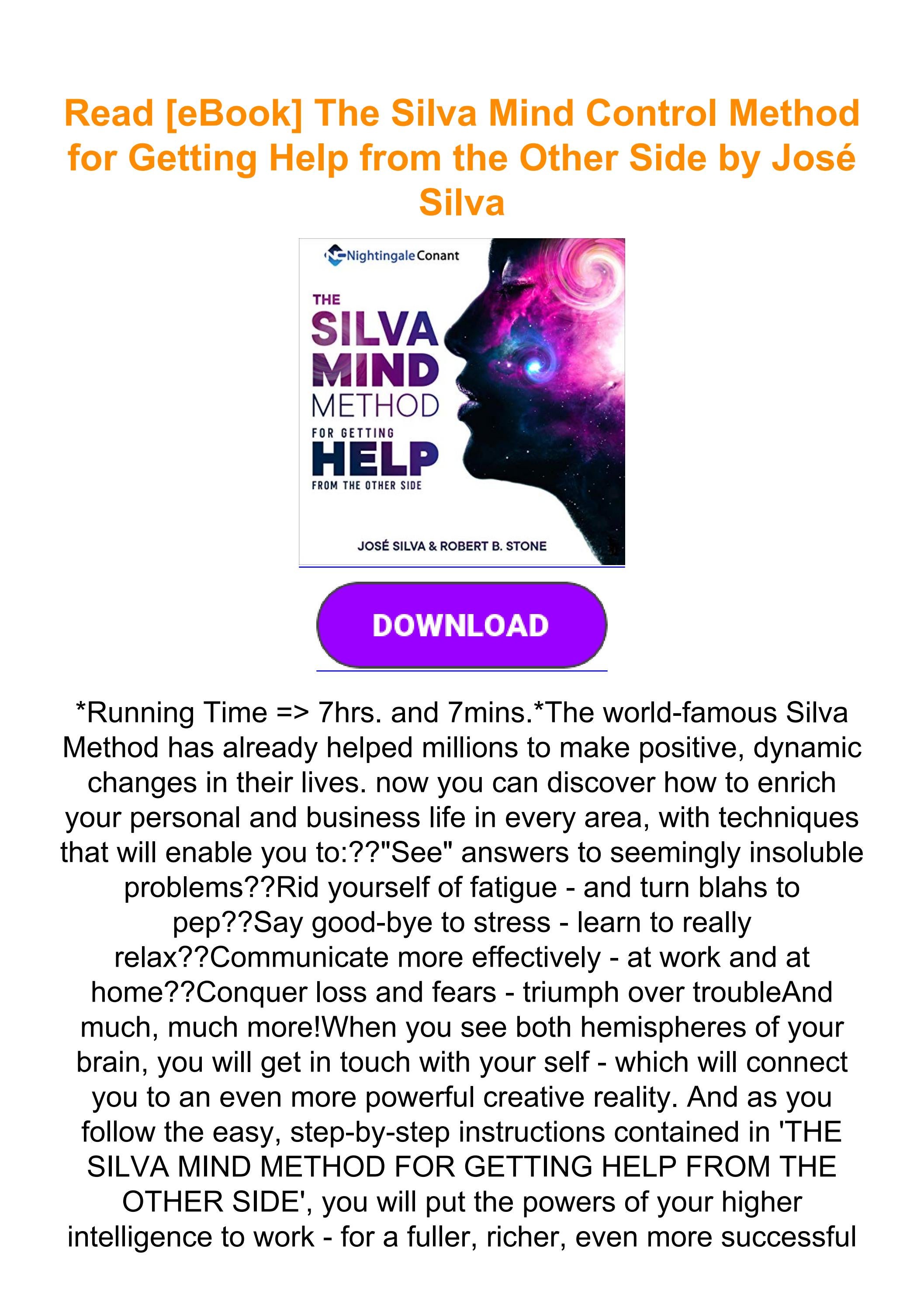 Read [eBook] The Silva Mind Control Method for Getting Help from the ...
