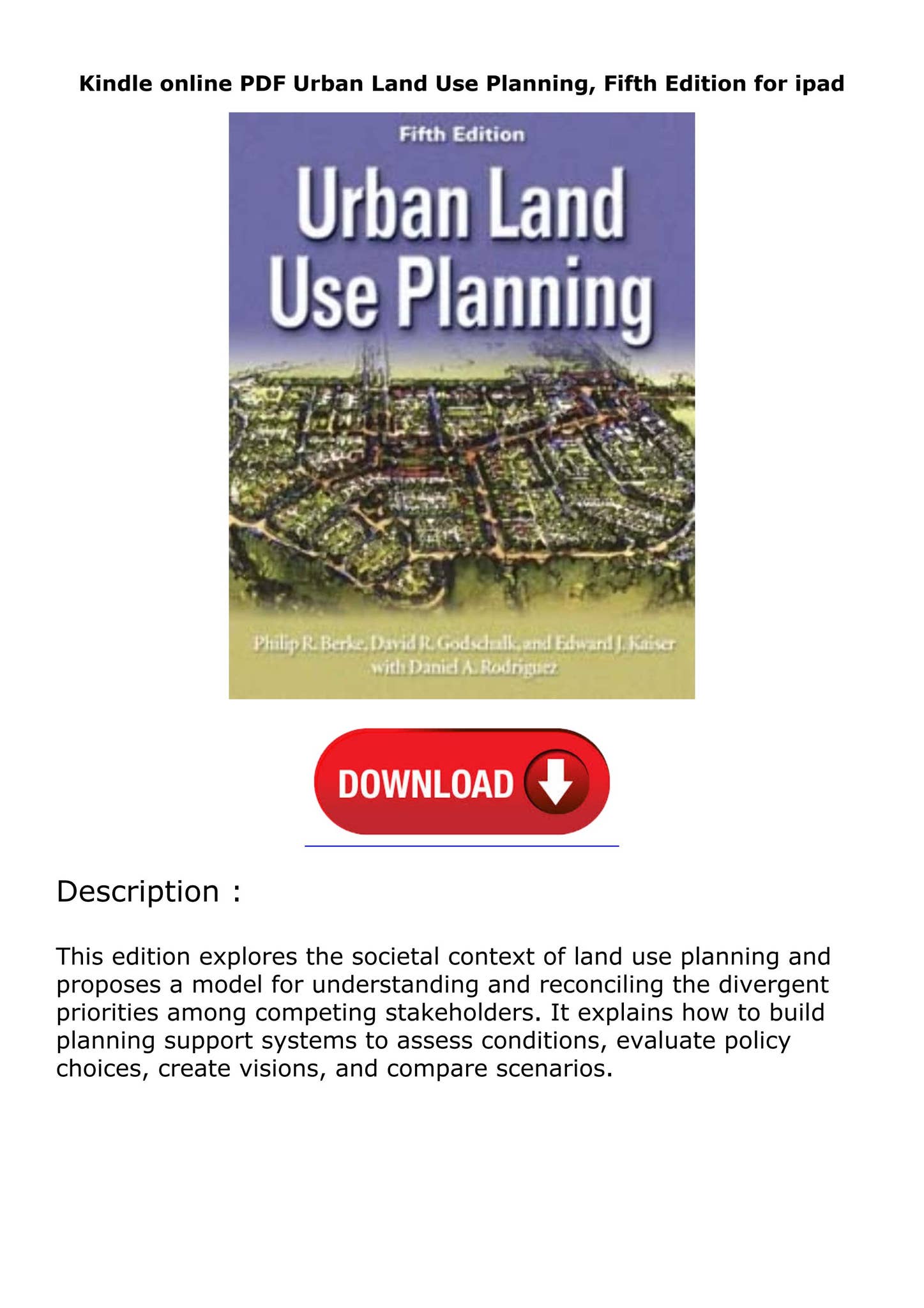 Kindle online PDF Urban Land Use Planning, Fifth Edition for ipad by ...