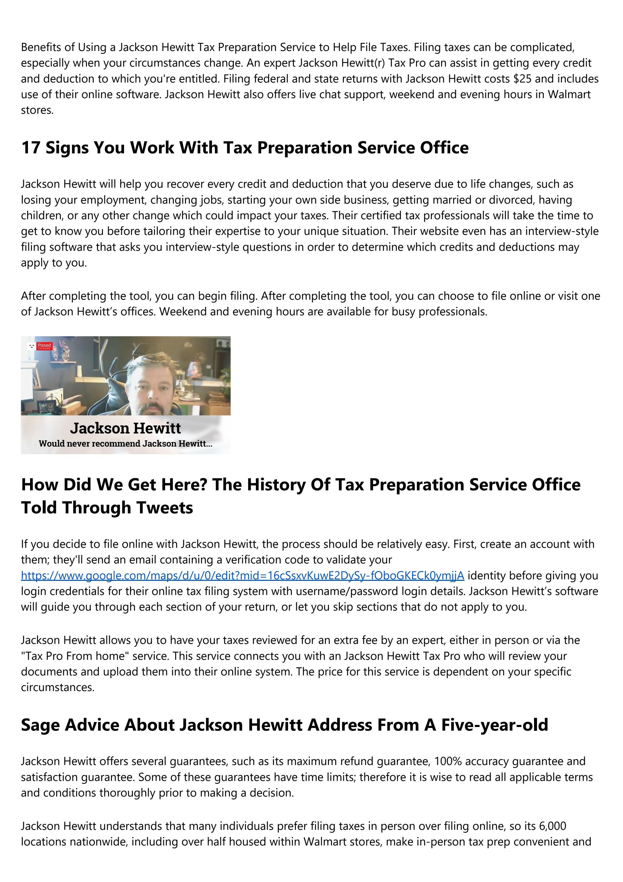 What Not To Do In The Jackson Hewitt Locations Near Me Industry by