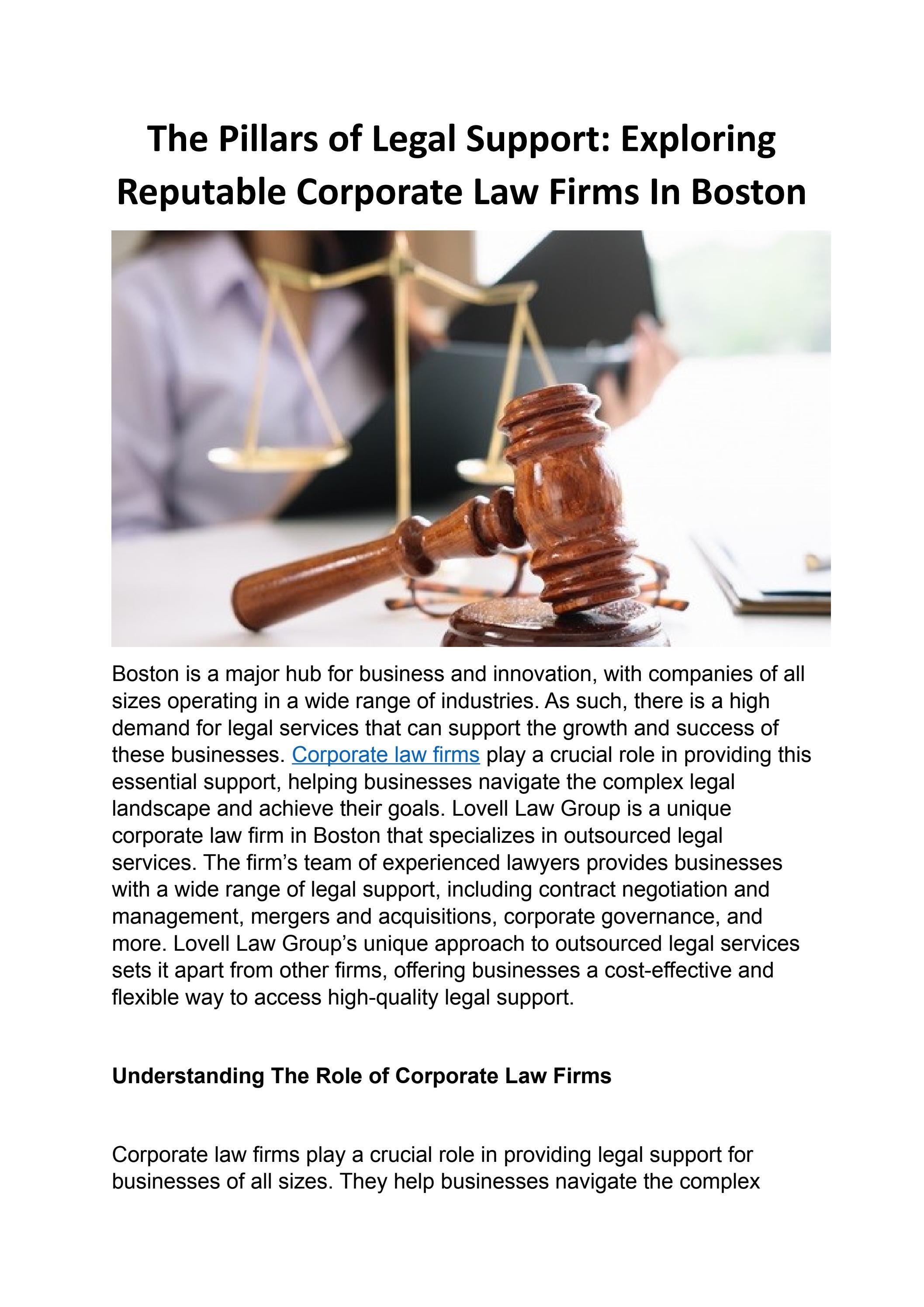 Corporate Law Firms In Boston The Pillars of Legal Support by Lovell