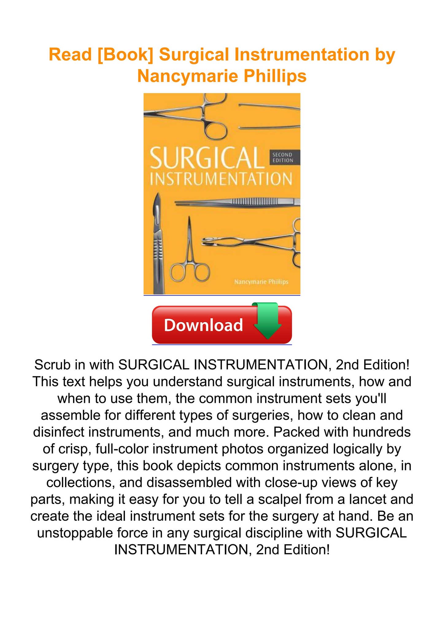 Read [Book] Surgical Instrumentation by Nancymarie Phillips by ...