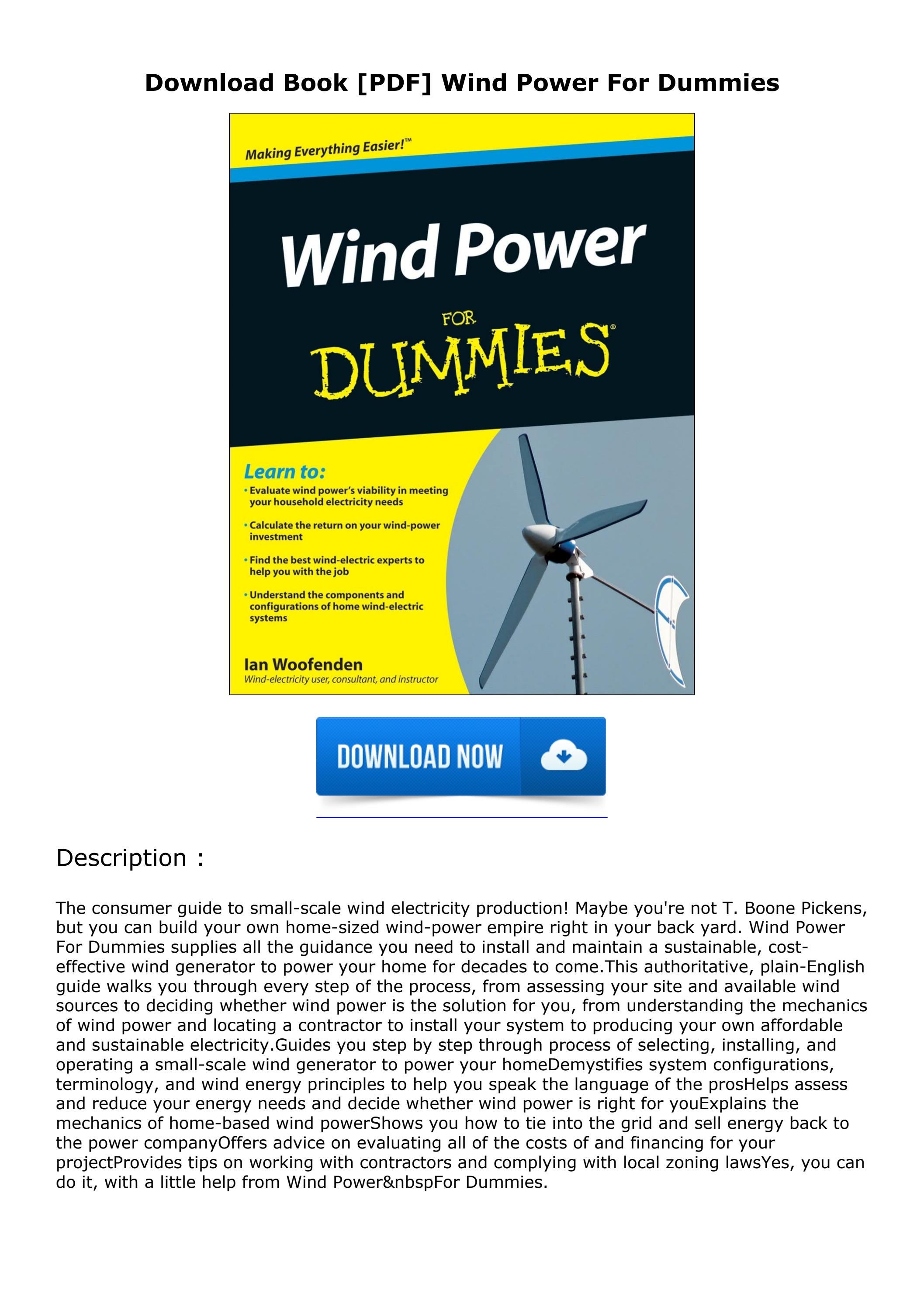 Download Book [PDF] Wind Power For Dummies by abigailyoungase Issuu