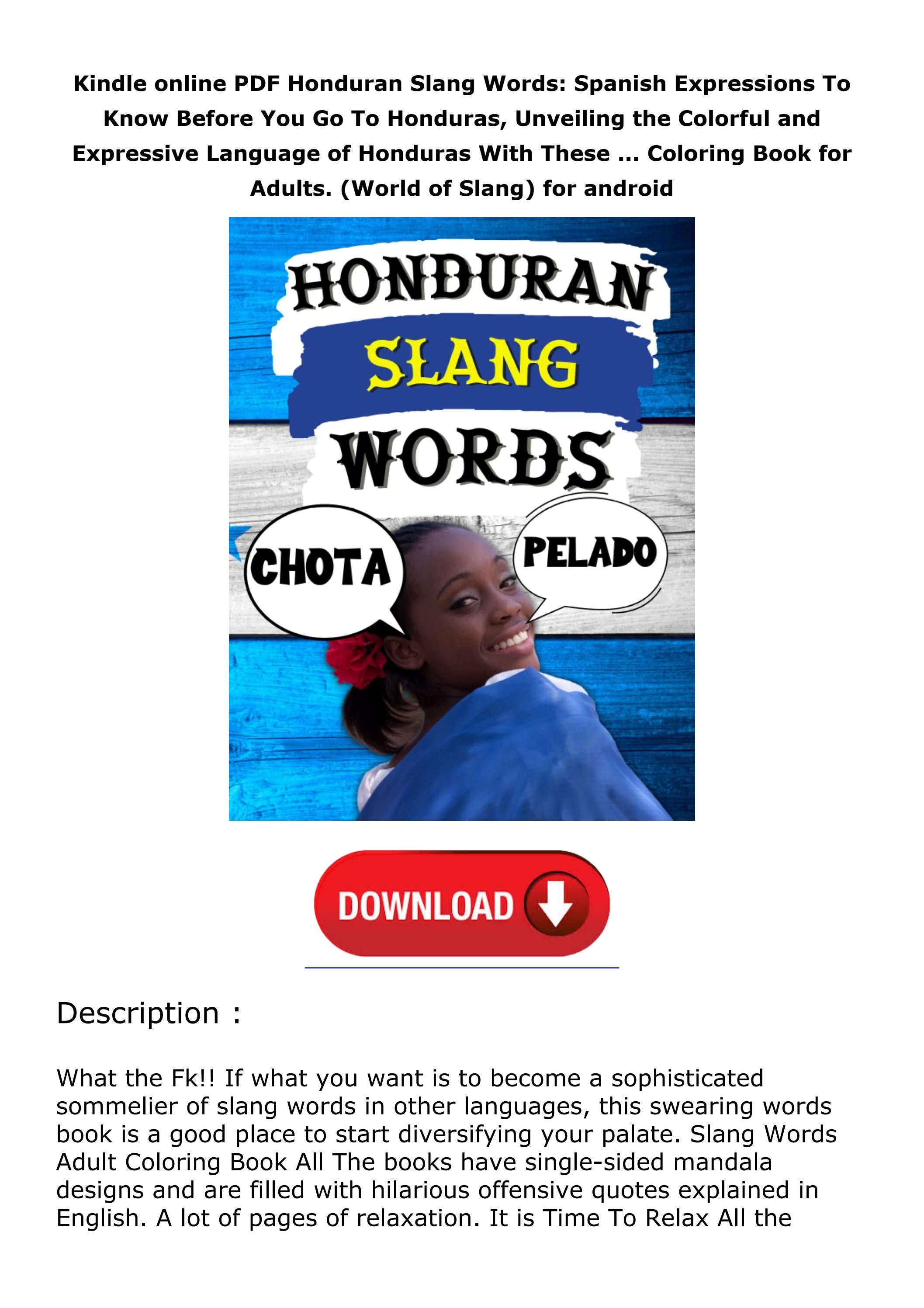 Kindle online PDF Honduran Slang Words Spanish Expressions To Know