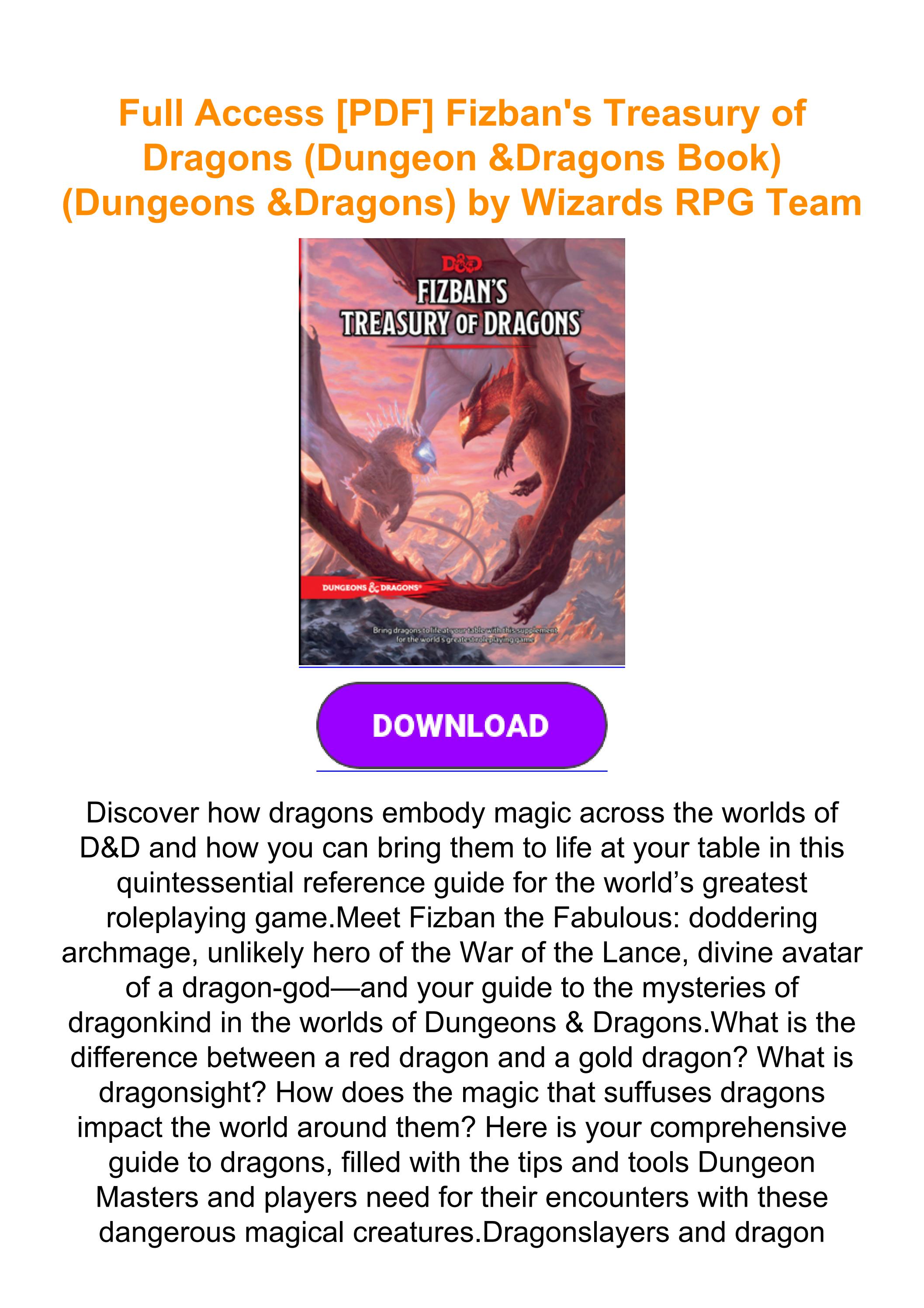 Full Access [PDF] Fizban's Treasury of Dragons (Dungeon & Dragons Book