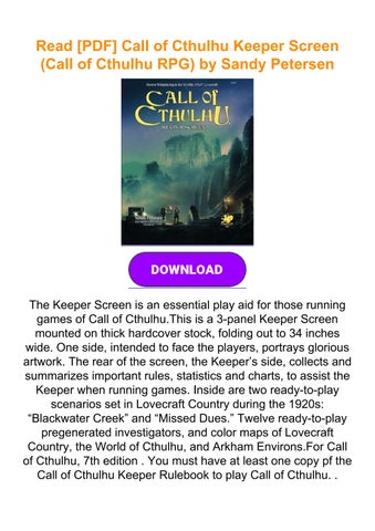 Read [PDF] Call of Cthulhu Keeper Screen (Call of Cthulhu RPG) by Sandy ...