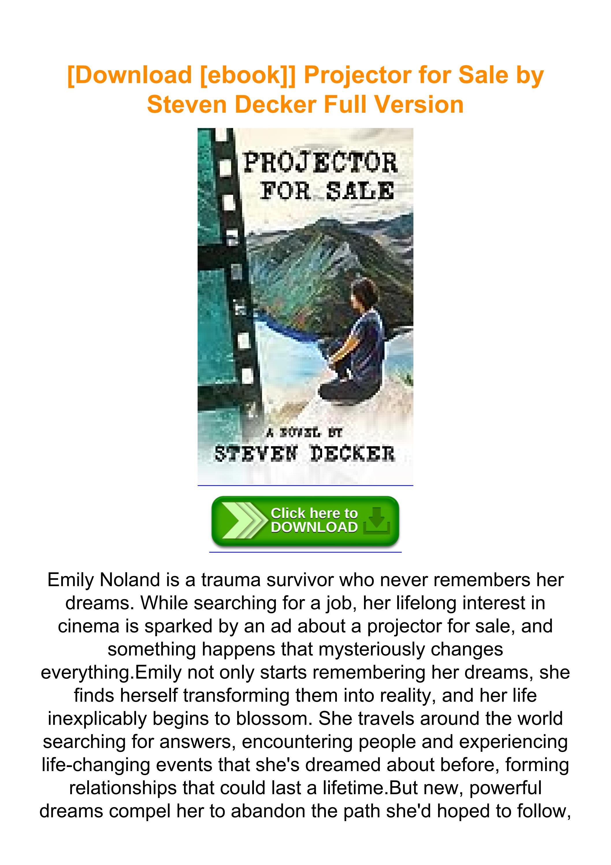 [Download [ebook]] Projector for Sale by Steven Decker Full Version by