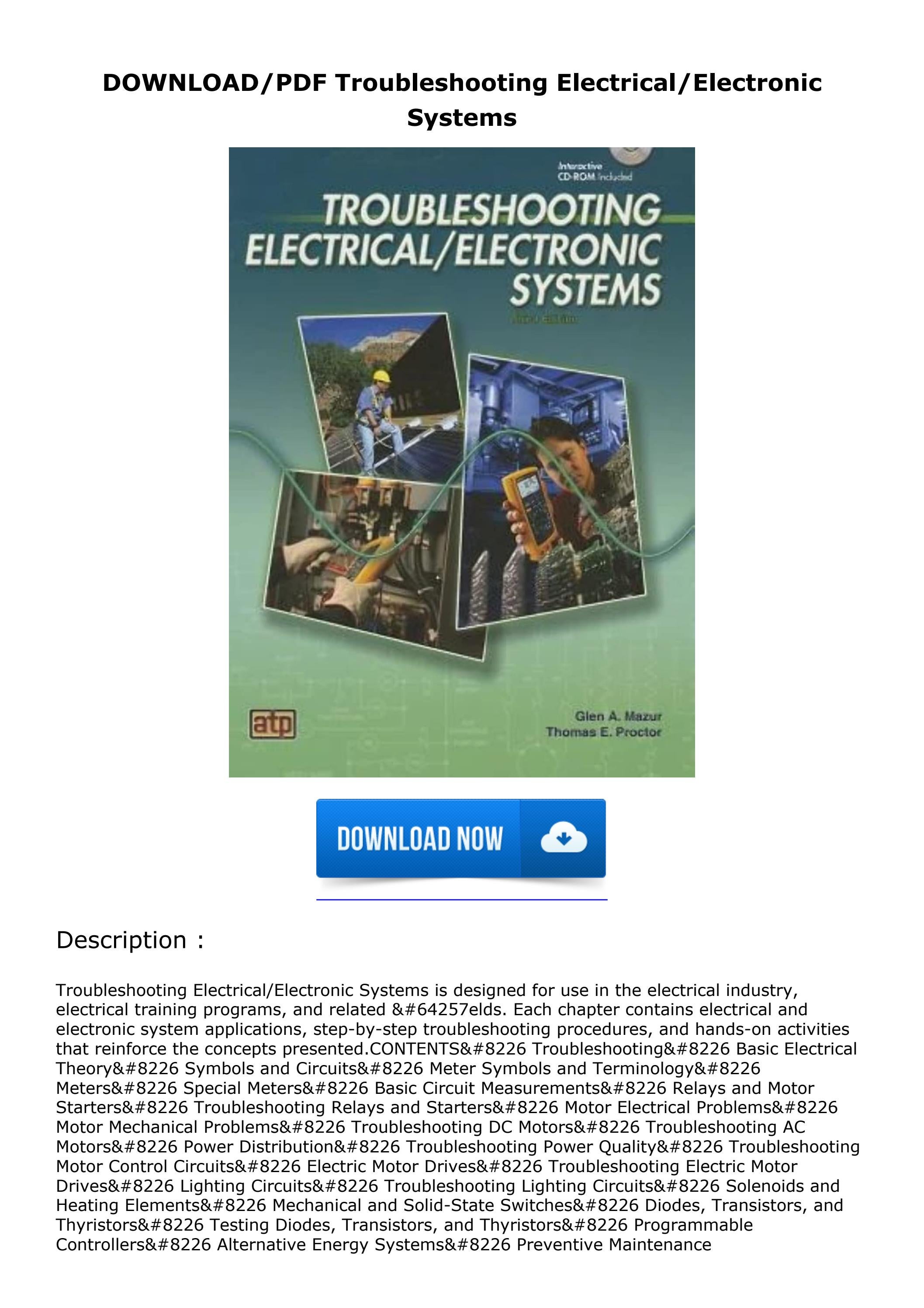 DOWNLOAD/PDF Troubleshooting Electrical/Electronic Systems by