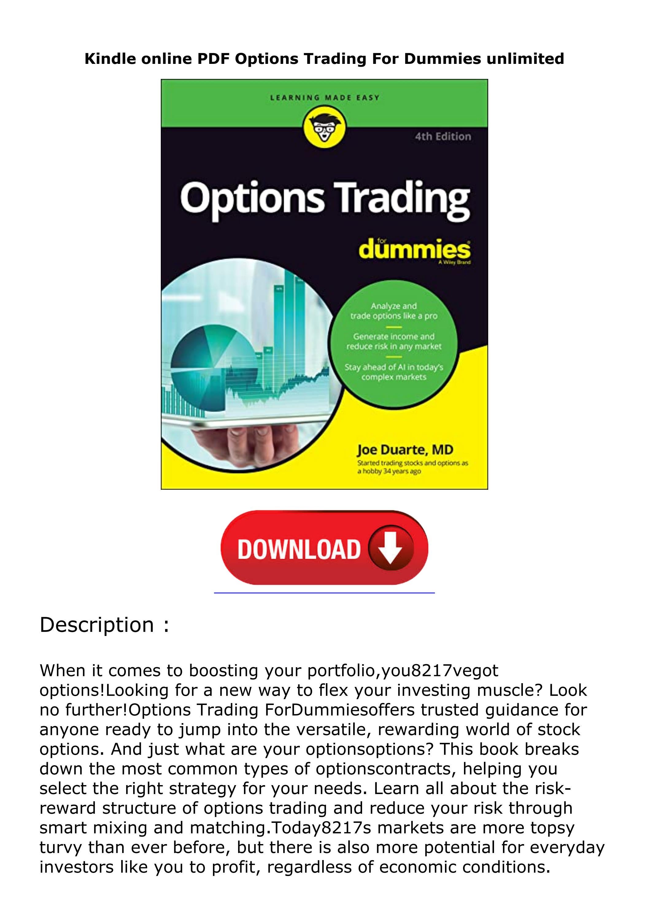 Kindle online PDF Options Trading For Dummies unlimited by ariellayewkowmaddox Issuu
