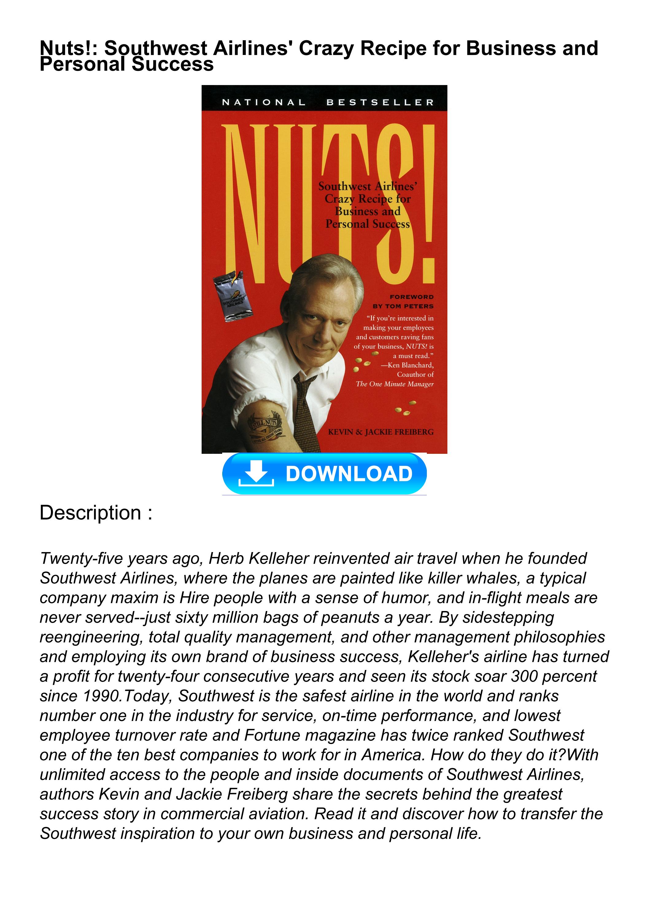 Download Book [PDF] Nuts! Southwest Airlines' Crazy Recipe for