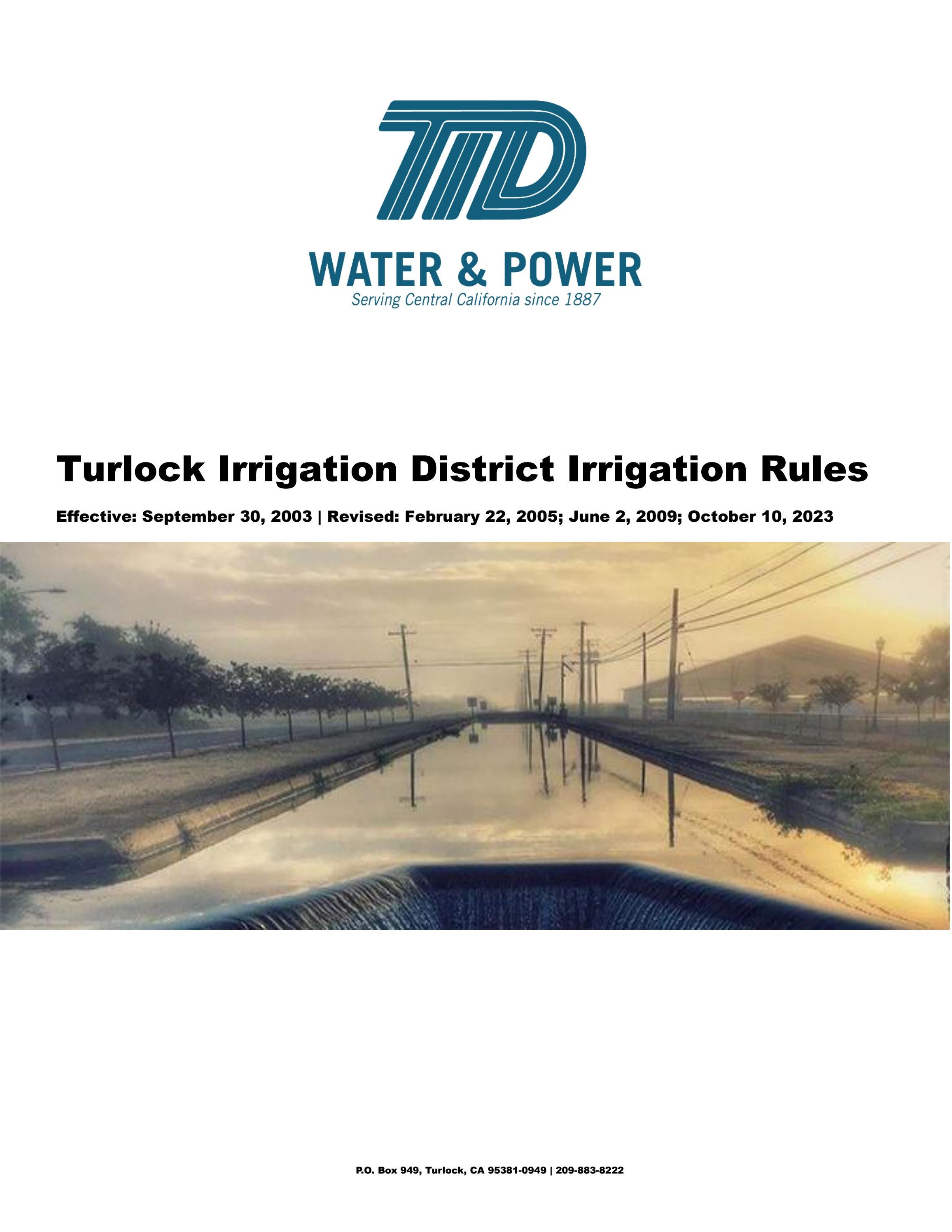 Irrigation rules by Turlock Irrigation District Issuu