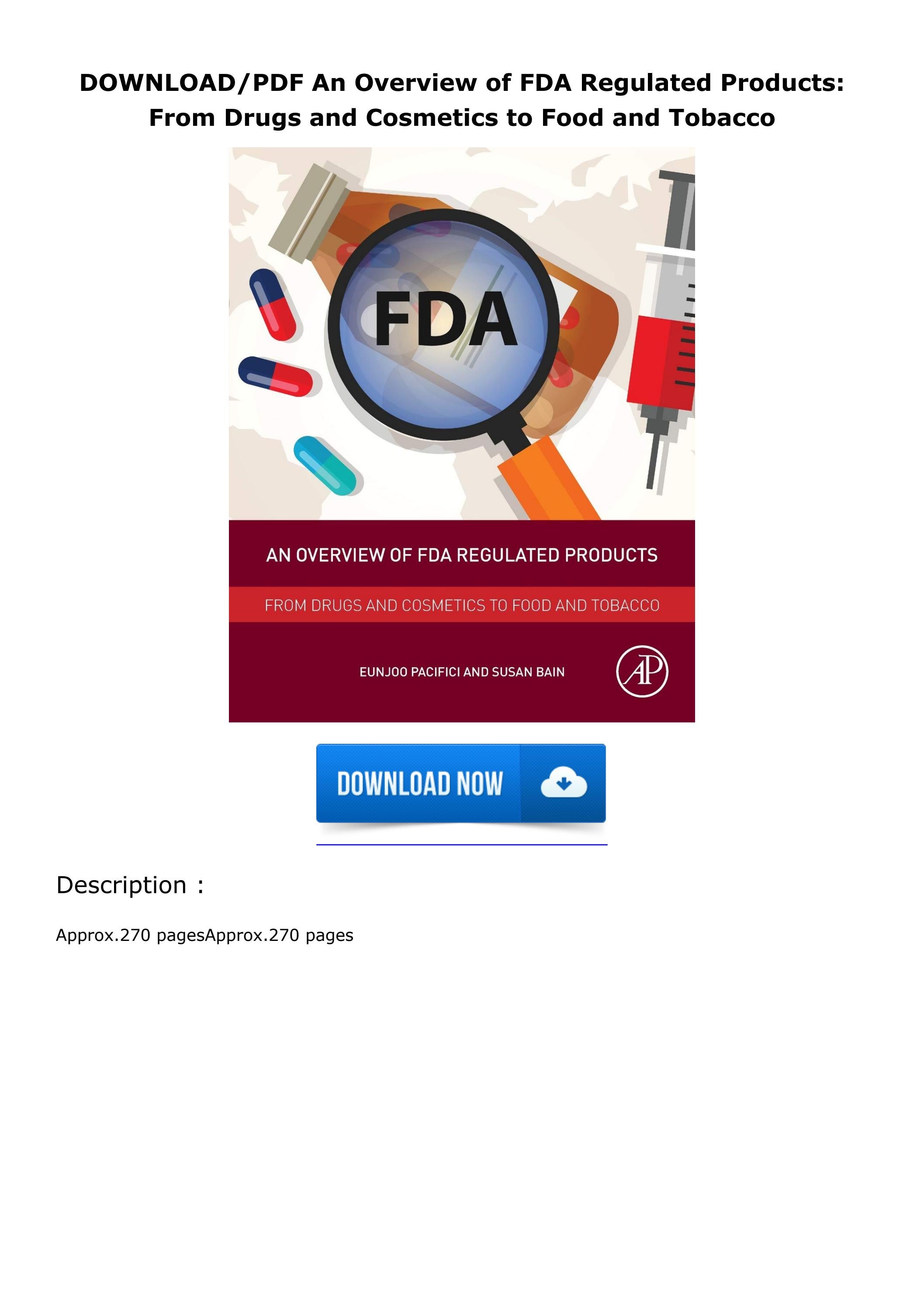 DOWNLOAD/PDF An Overview of FDA Regulated Products From Drugs and