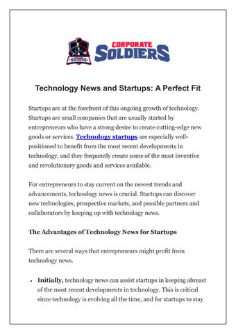 Technology News and Startups: A Perfect Fit