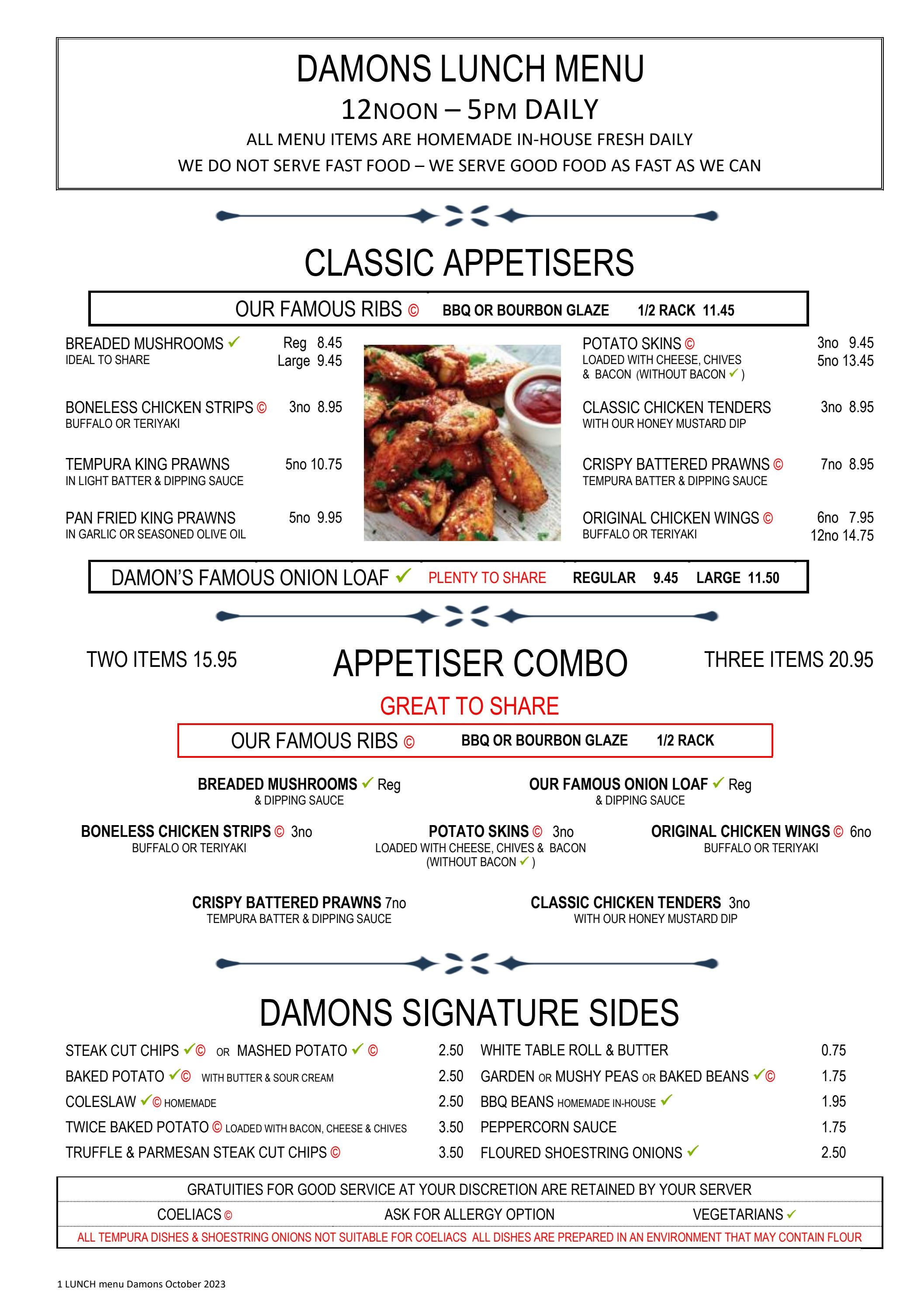 Damons Lunch Menu by PaulStafford Issuu