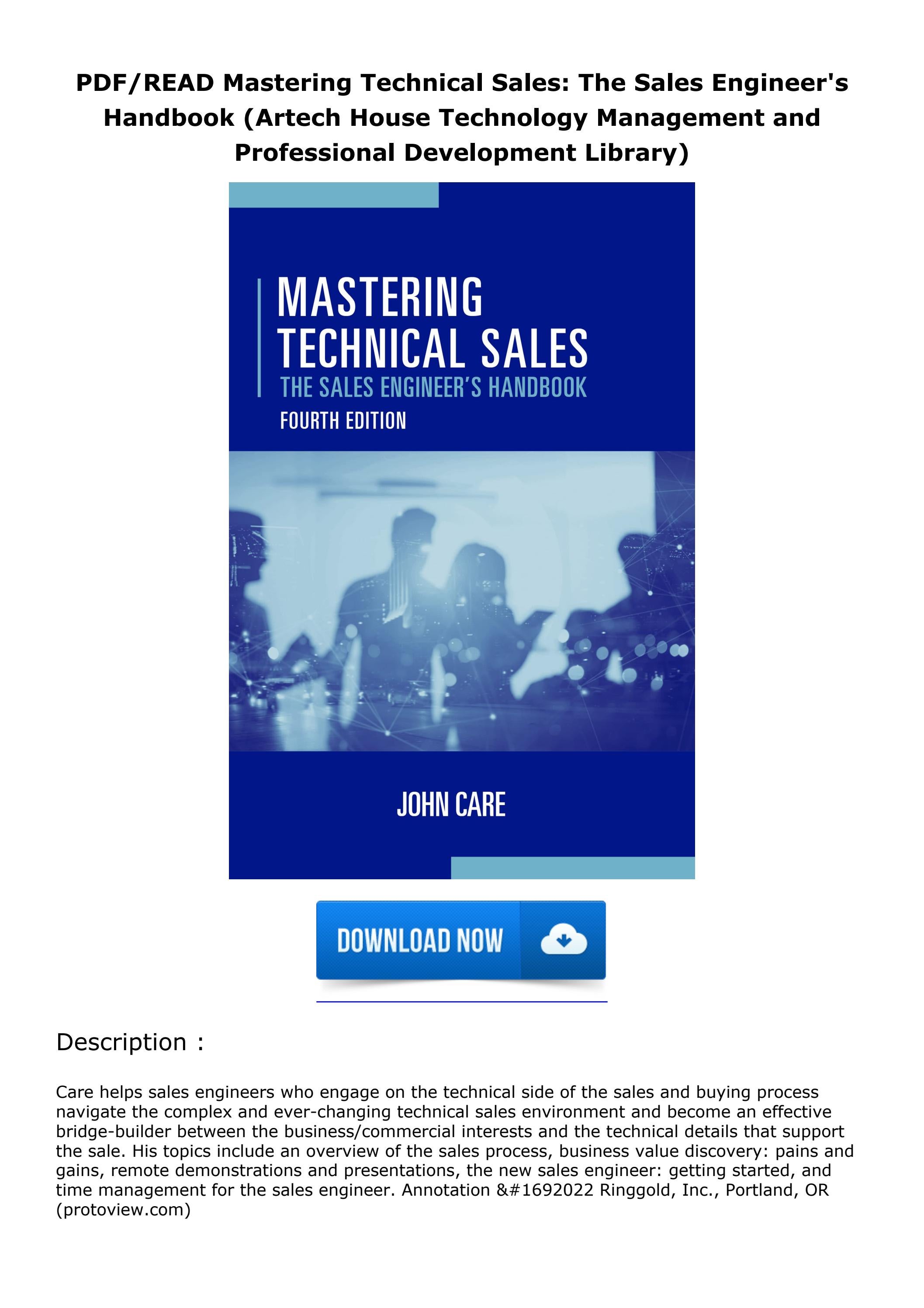 PDF/READ Mastering Technical Sales The Sales Engineer's Handbook