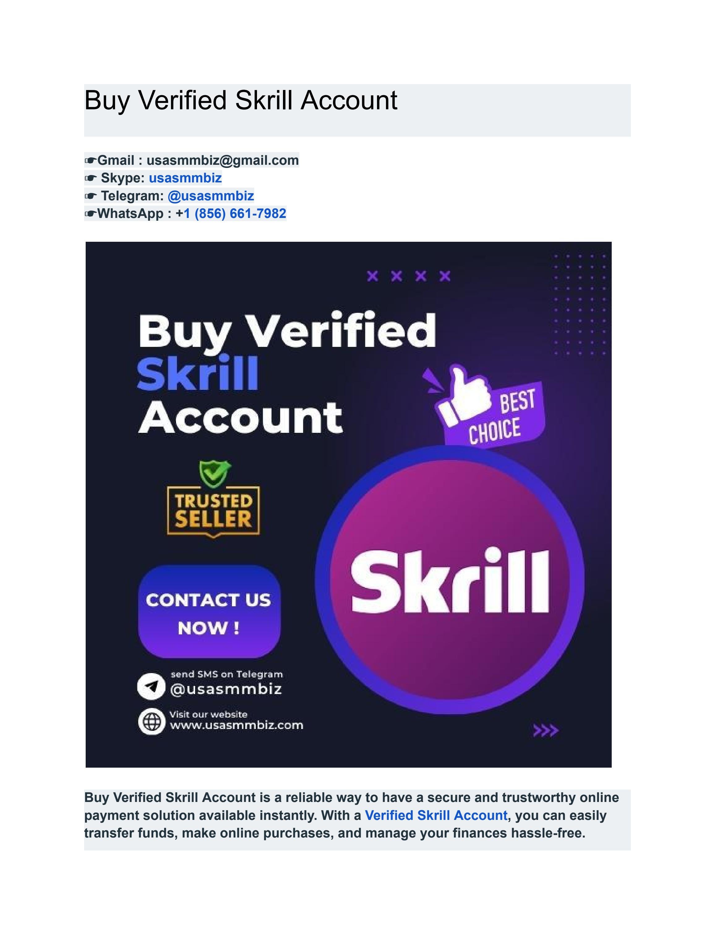 Buy Verified Skrill Account by Buy Verified Cash App Account Issuu