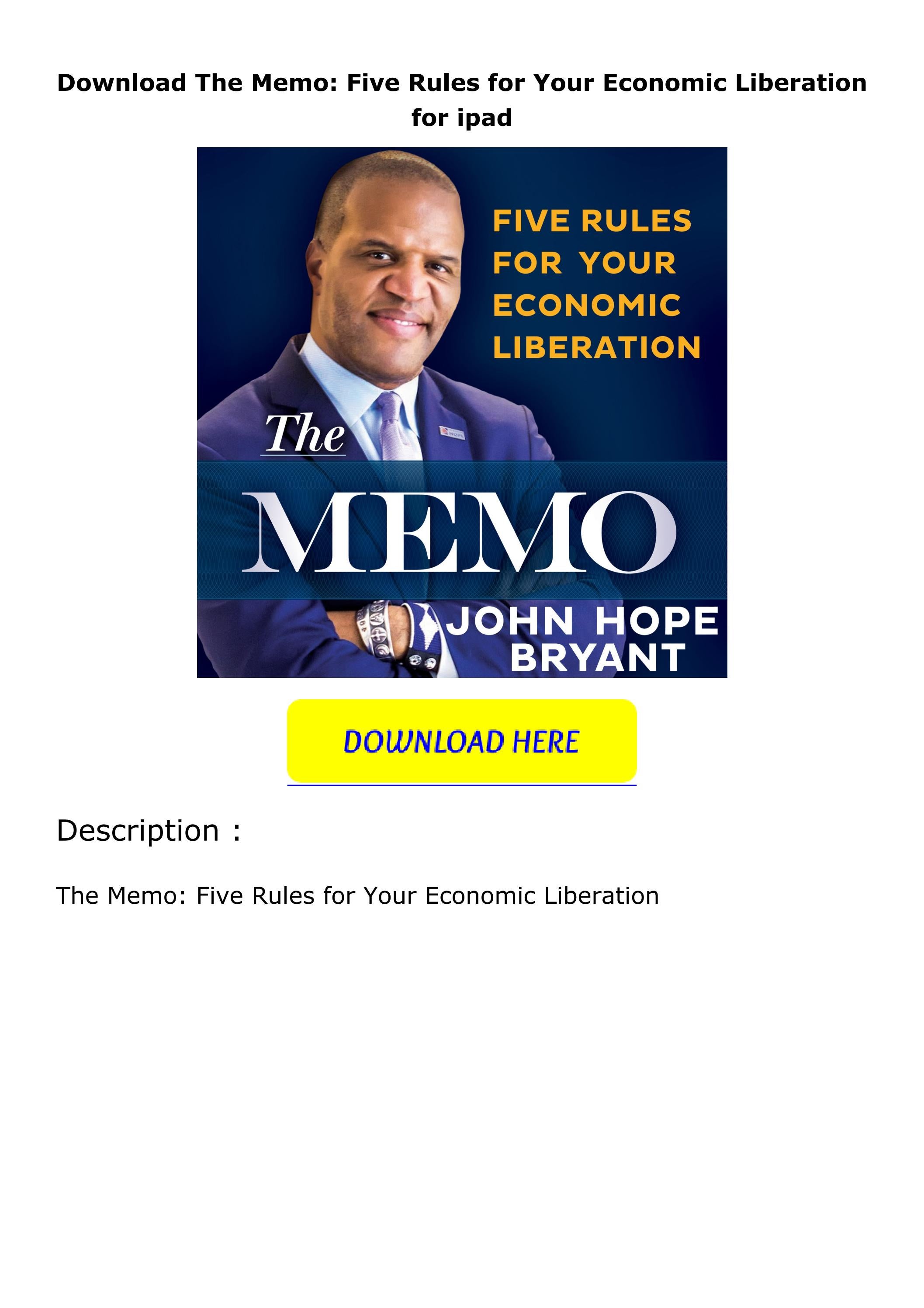 Download The Memo Five Rules for Your Economic Liberation for ipad by