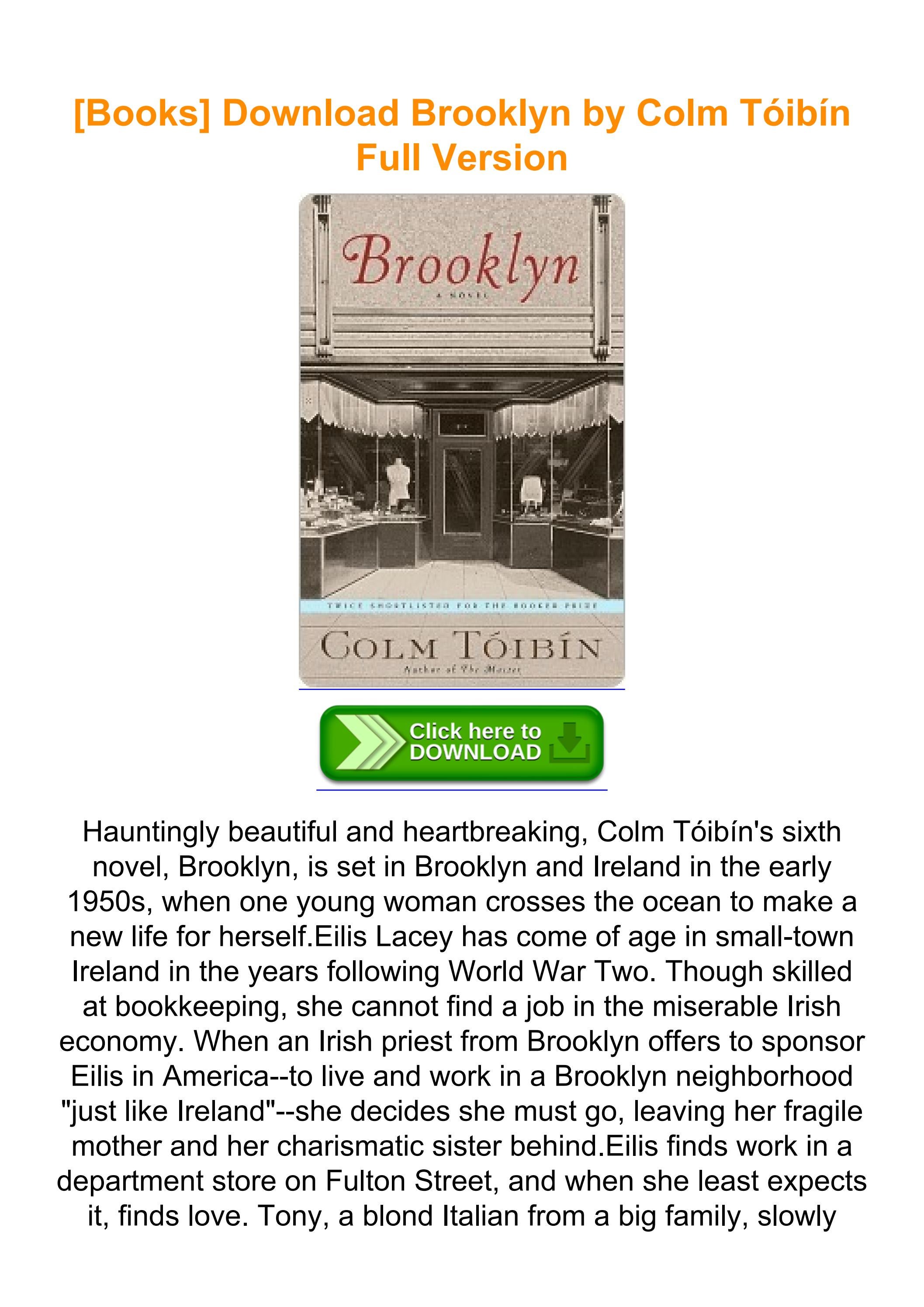  books download brooklyn by colm t ib n full version by philip caputo