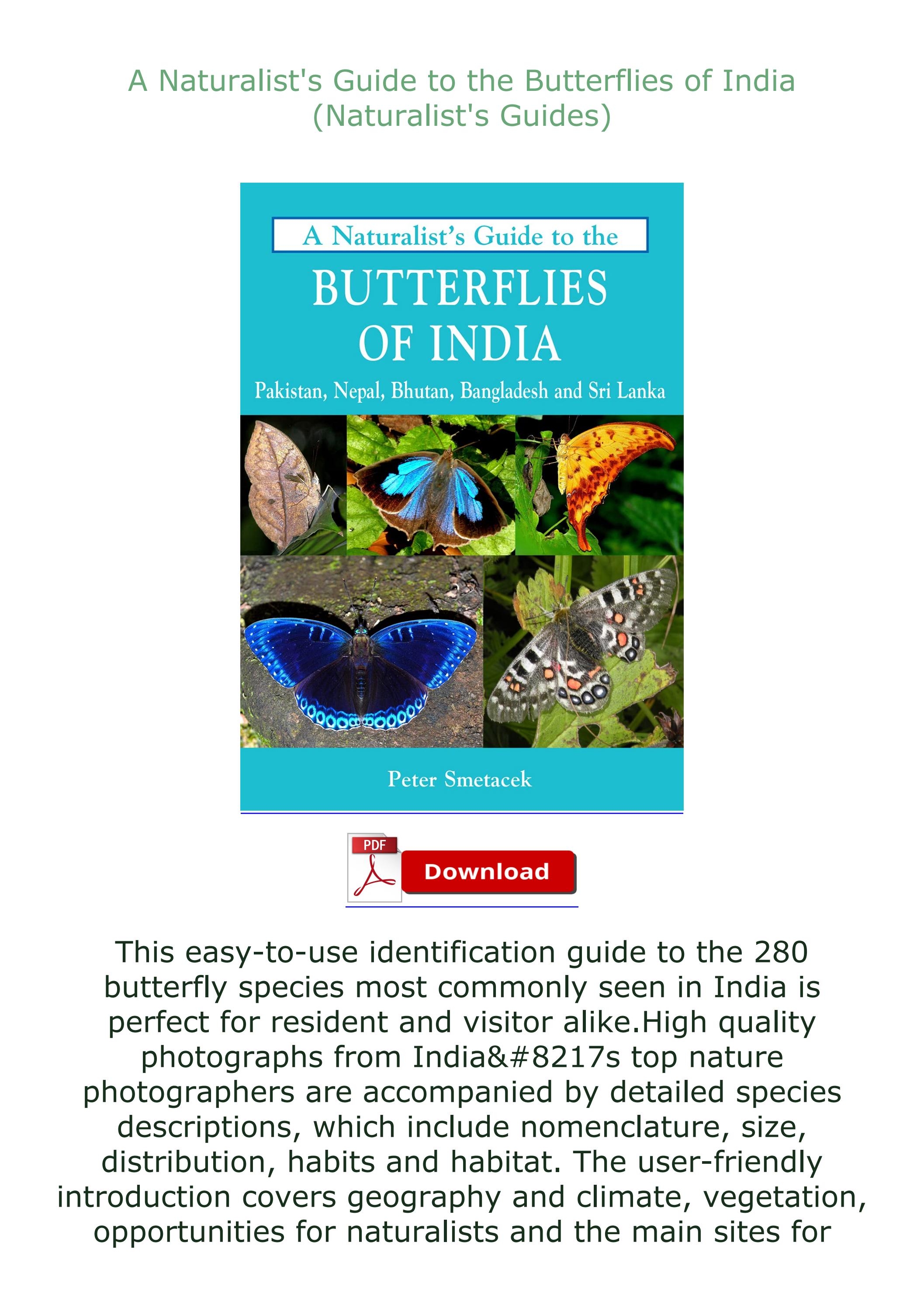 (READ) A Naturalist's Guide to the Butterflies of India (Naturalist's