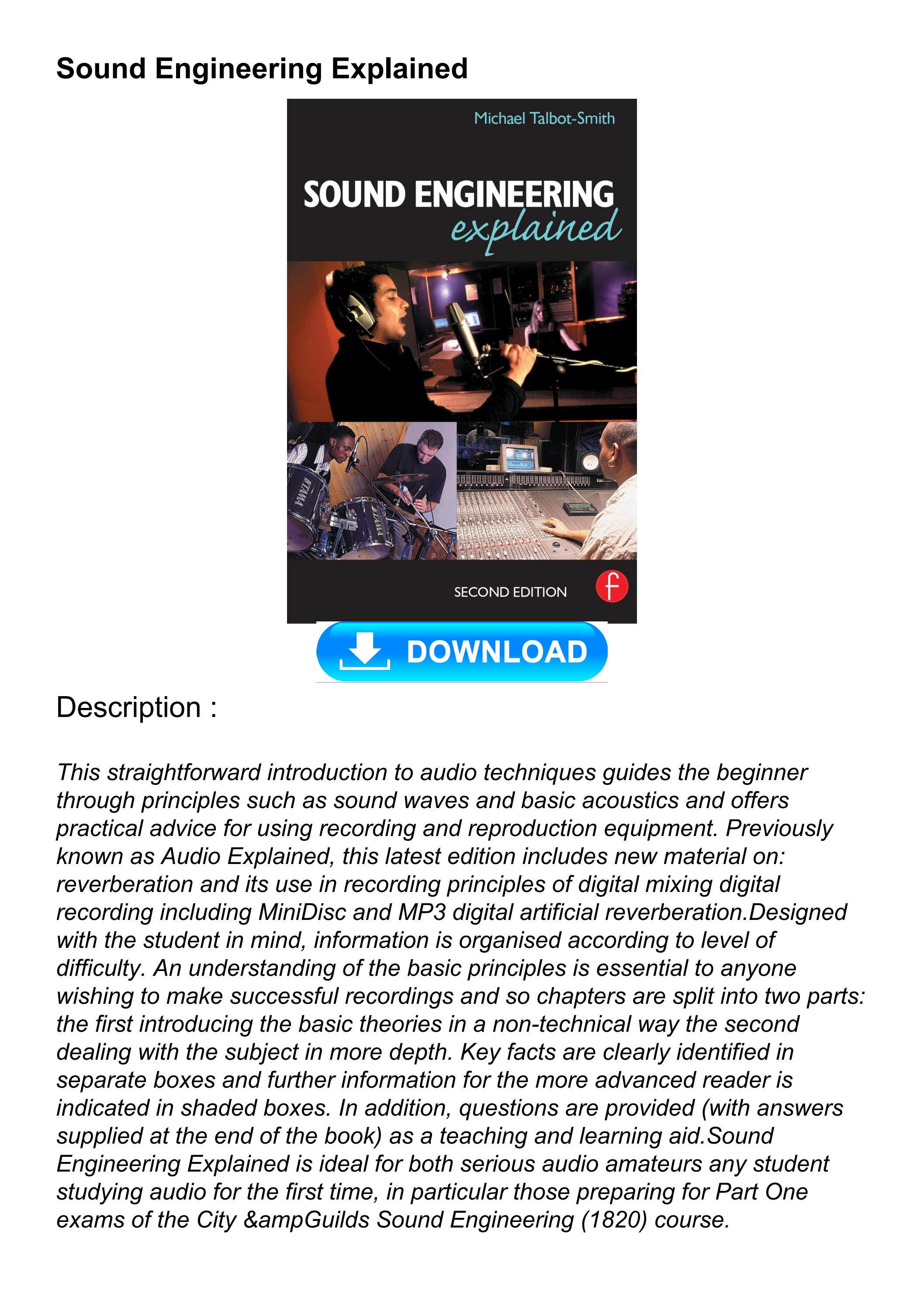 READ [PDF] Sound Engineering Explained by daryniccoligd Issuu
