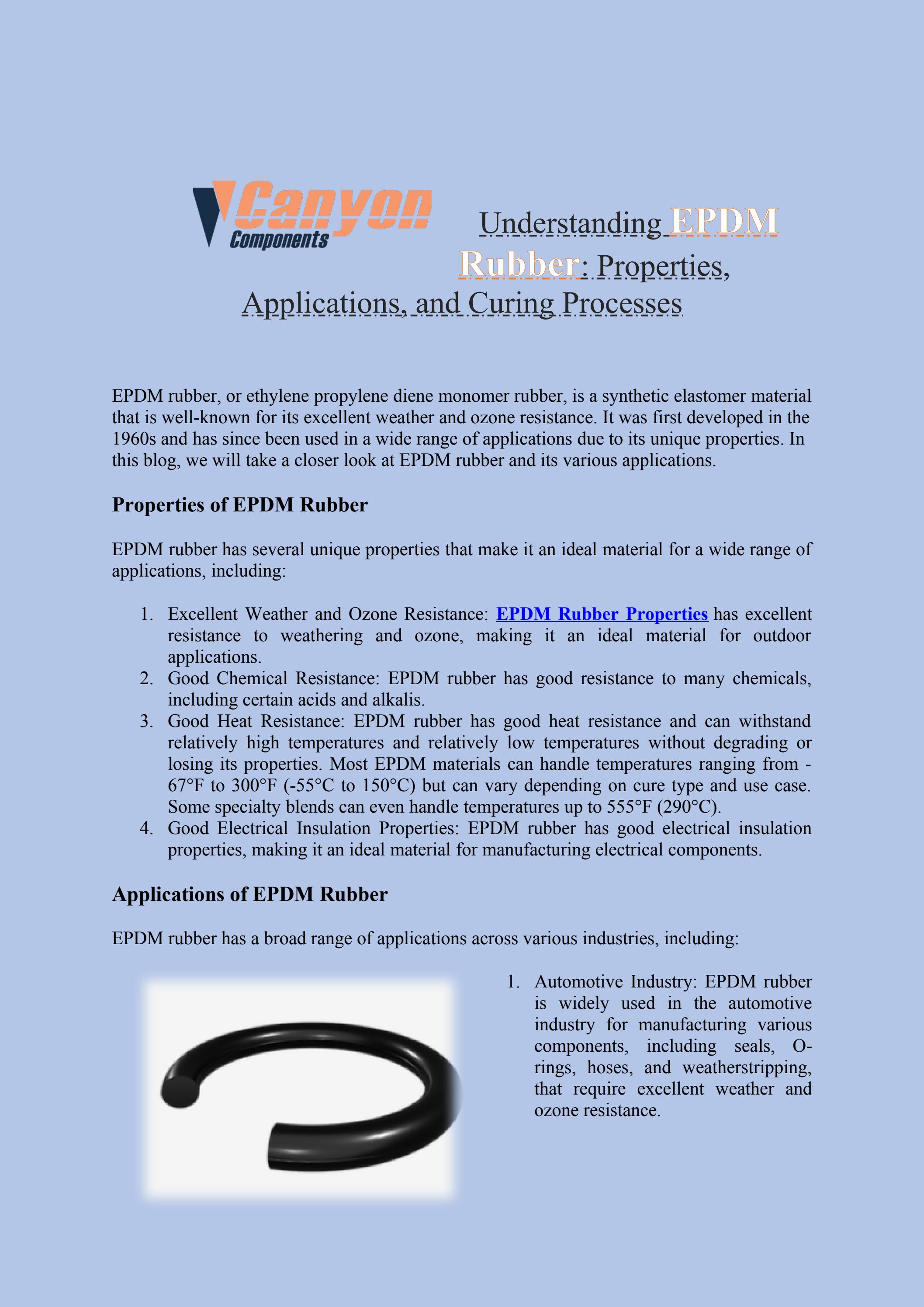 Understanding EPDM Rubber Properties, Applications, and Curing