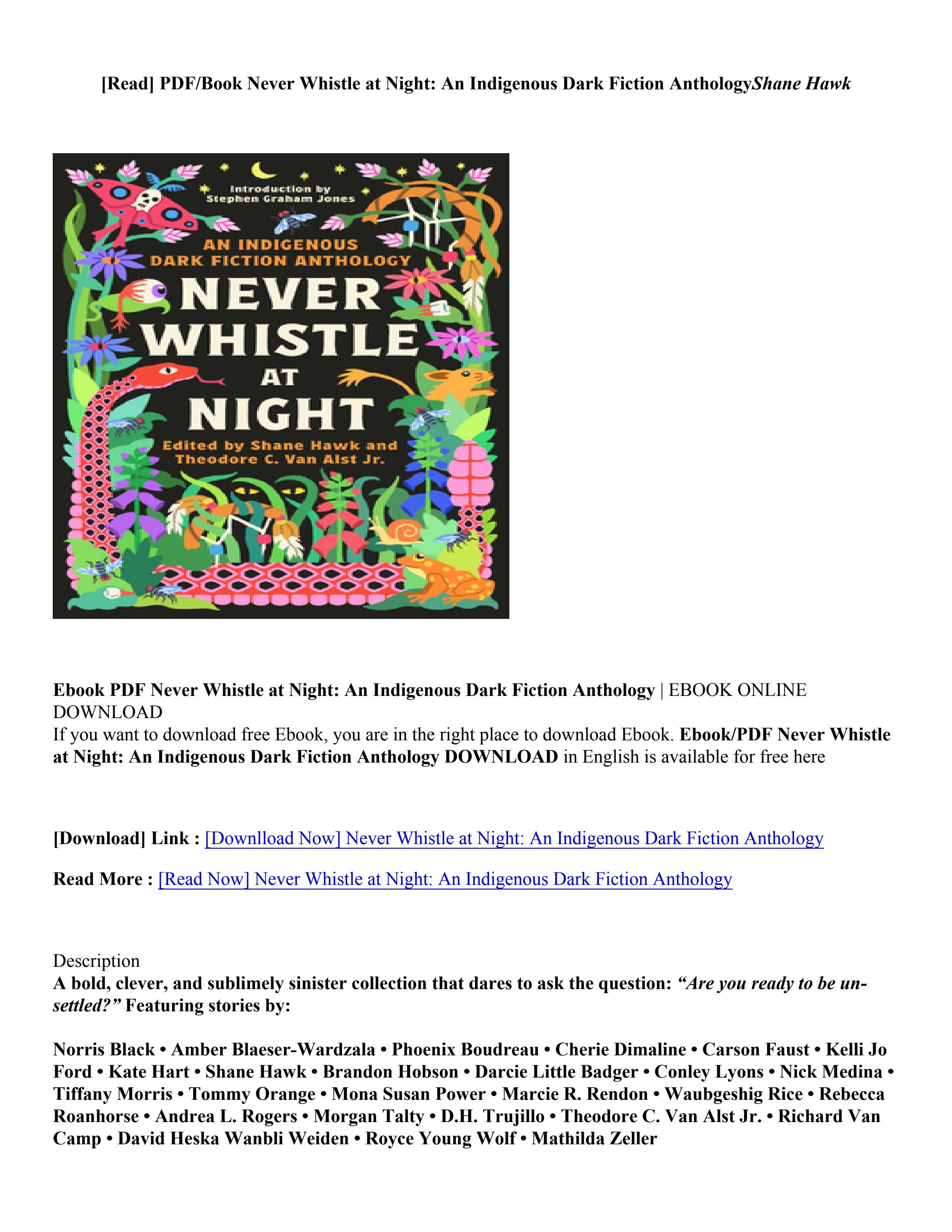 [PDF] Download Never Whistle at Night An Indigenous Dark Fiction