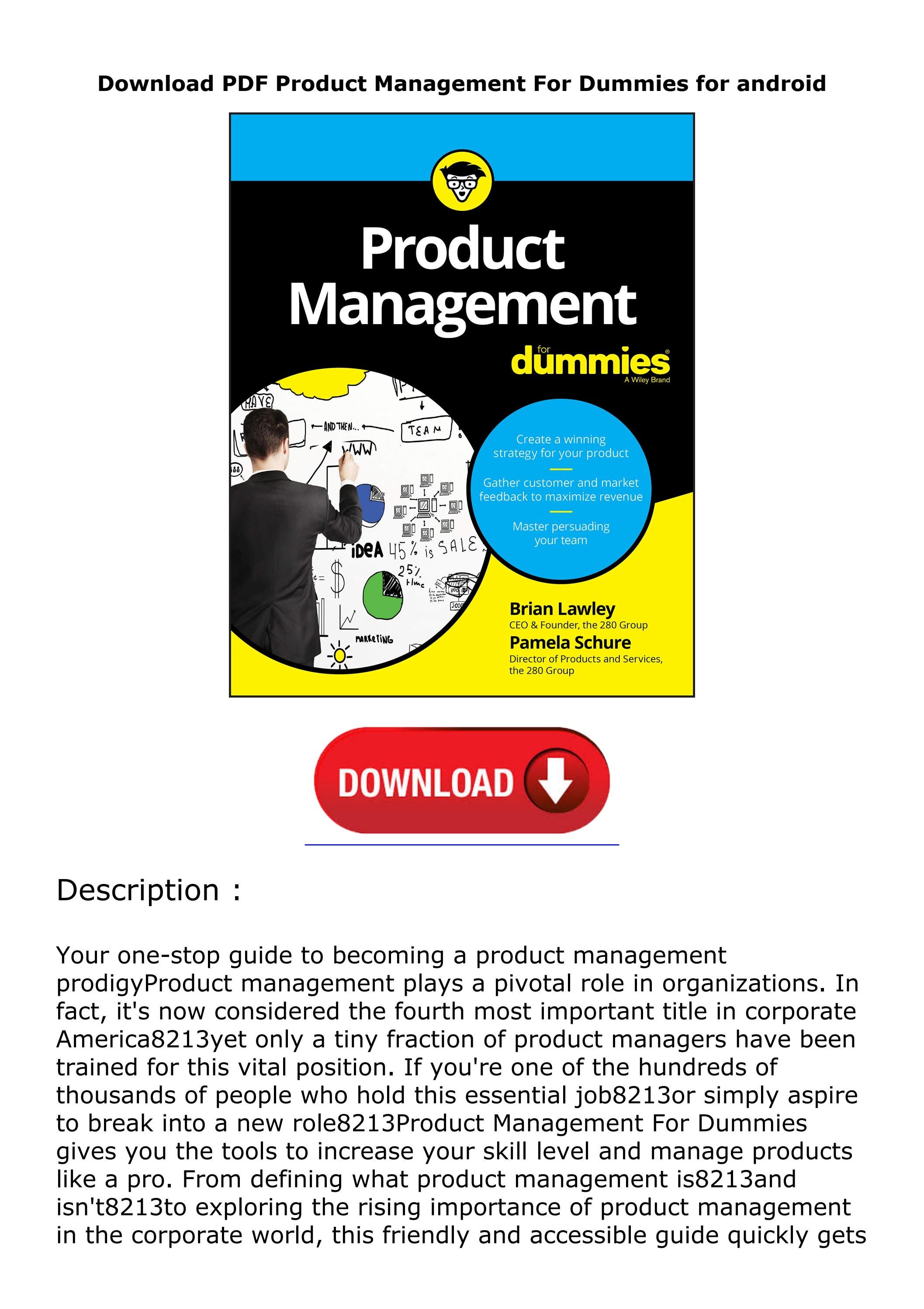 Download PDF Product Management For Dummies for android by