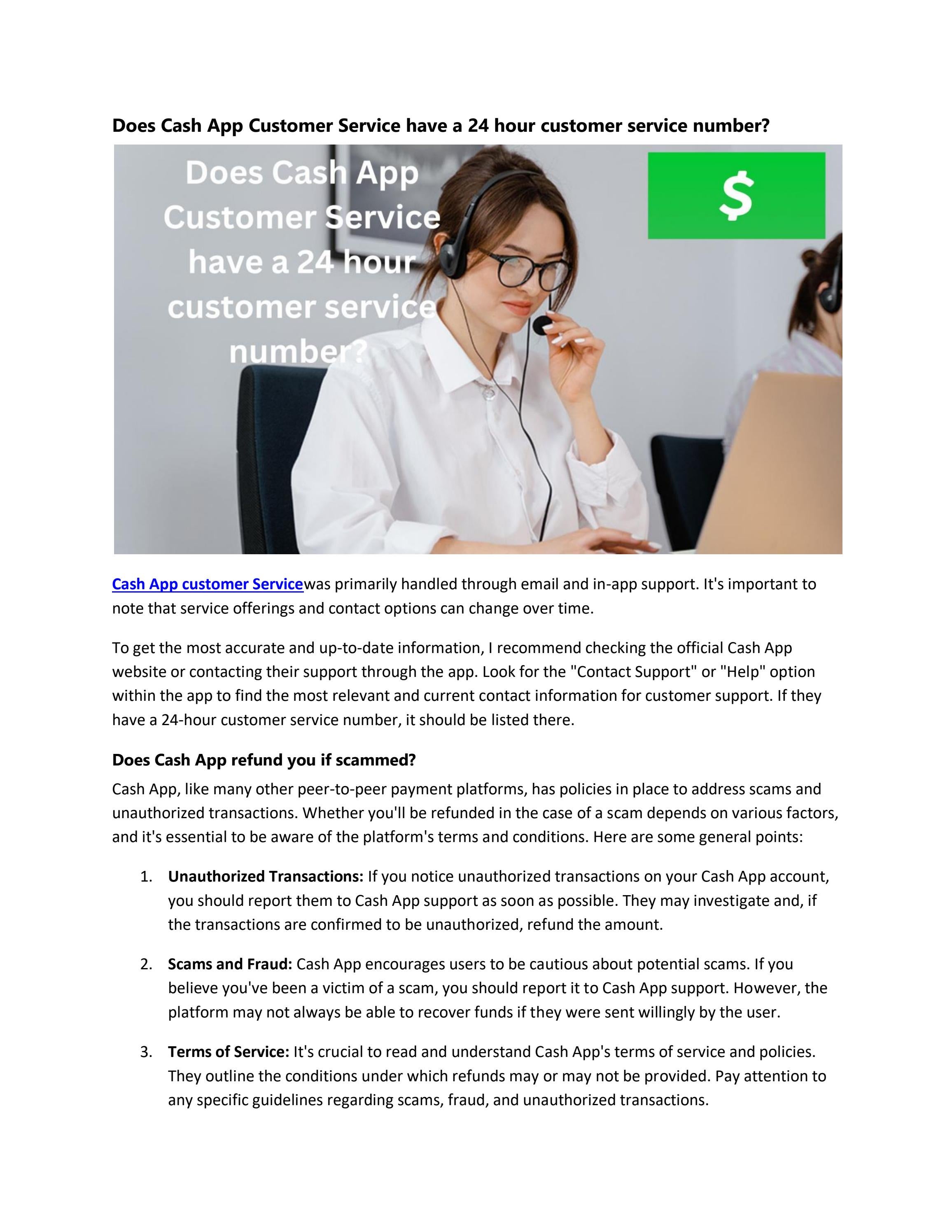 Does cash app customer service have a 24 hour customer service number