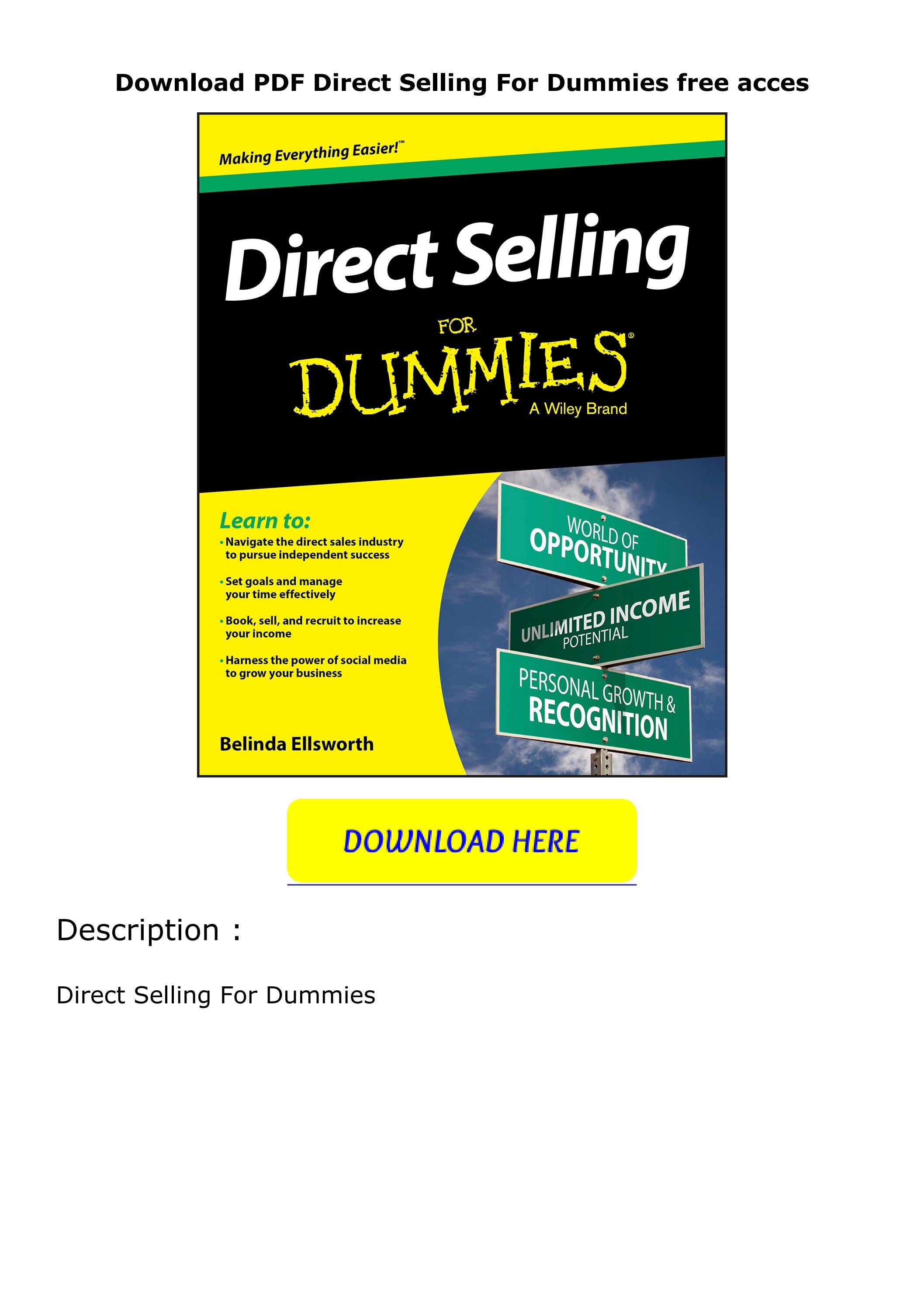 Download PDF Direct Selling For Dummies free acces by AiyanaPetty Issuu