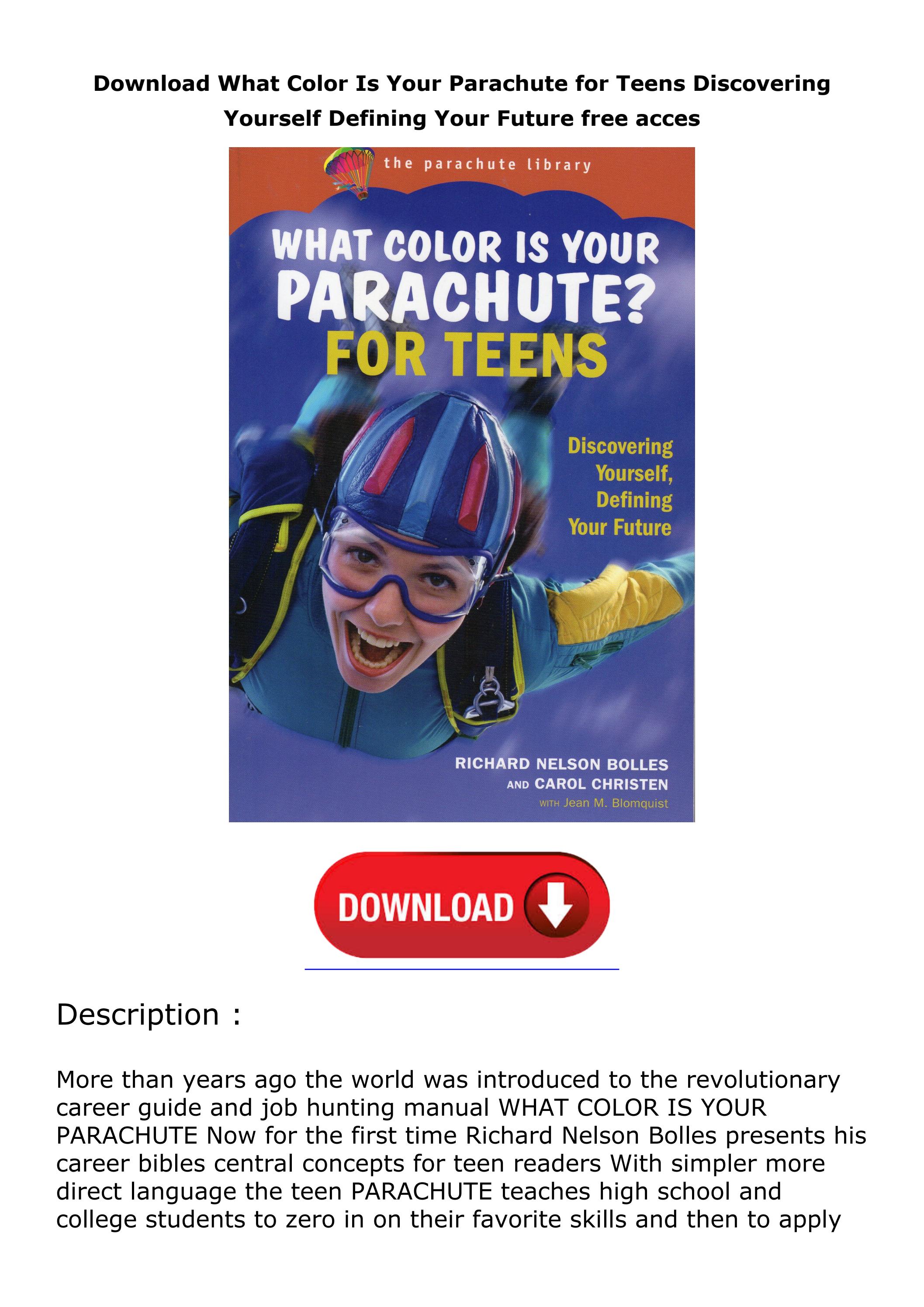 Download What Color Is Your Parachute for Teens Discovering Yourself