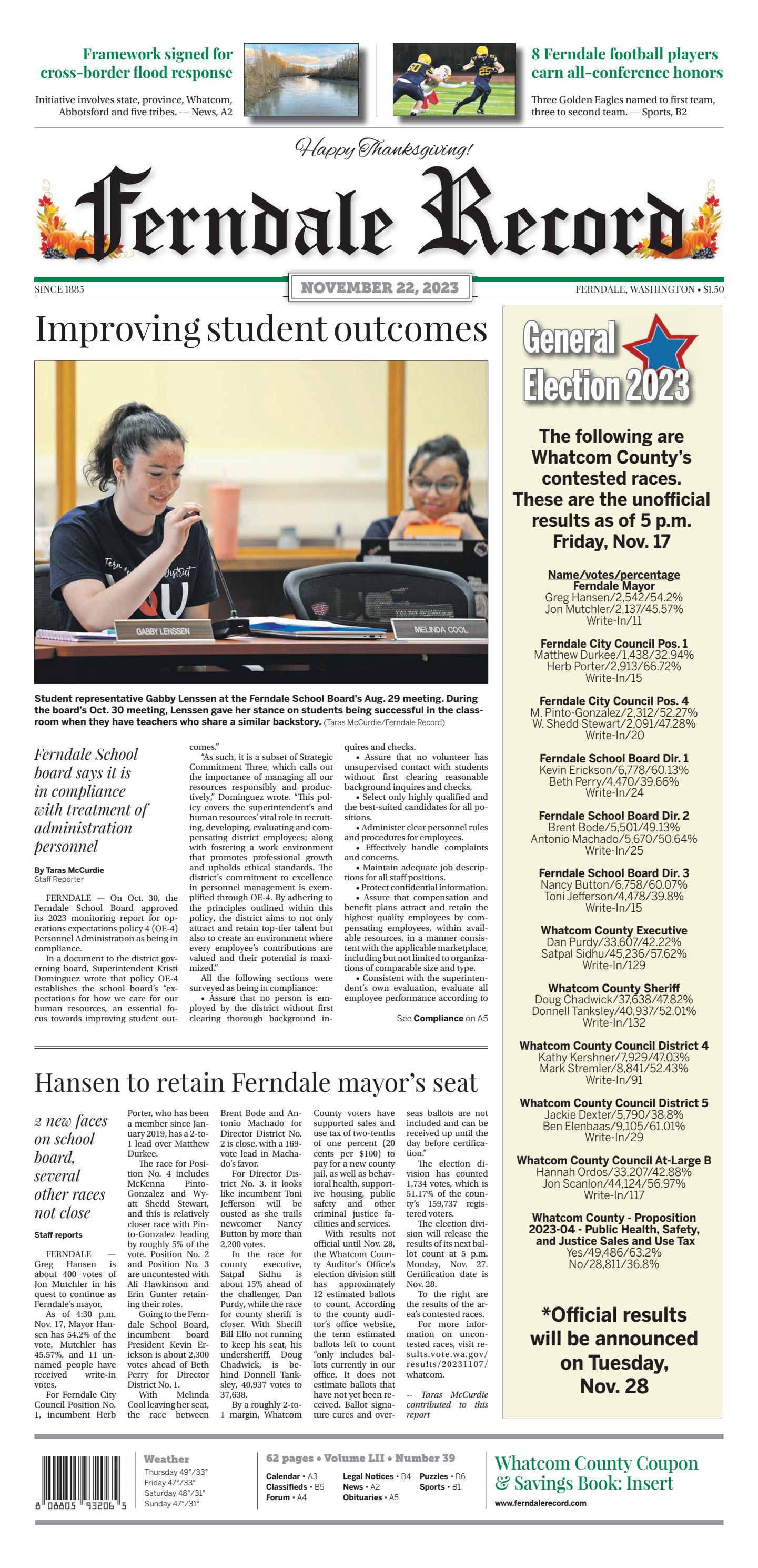 Ferndale Record November 22 2023 by Lynden Tribune Issuu