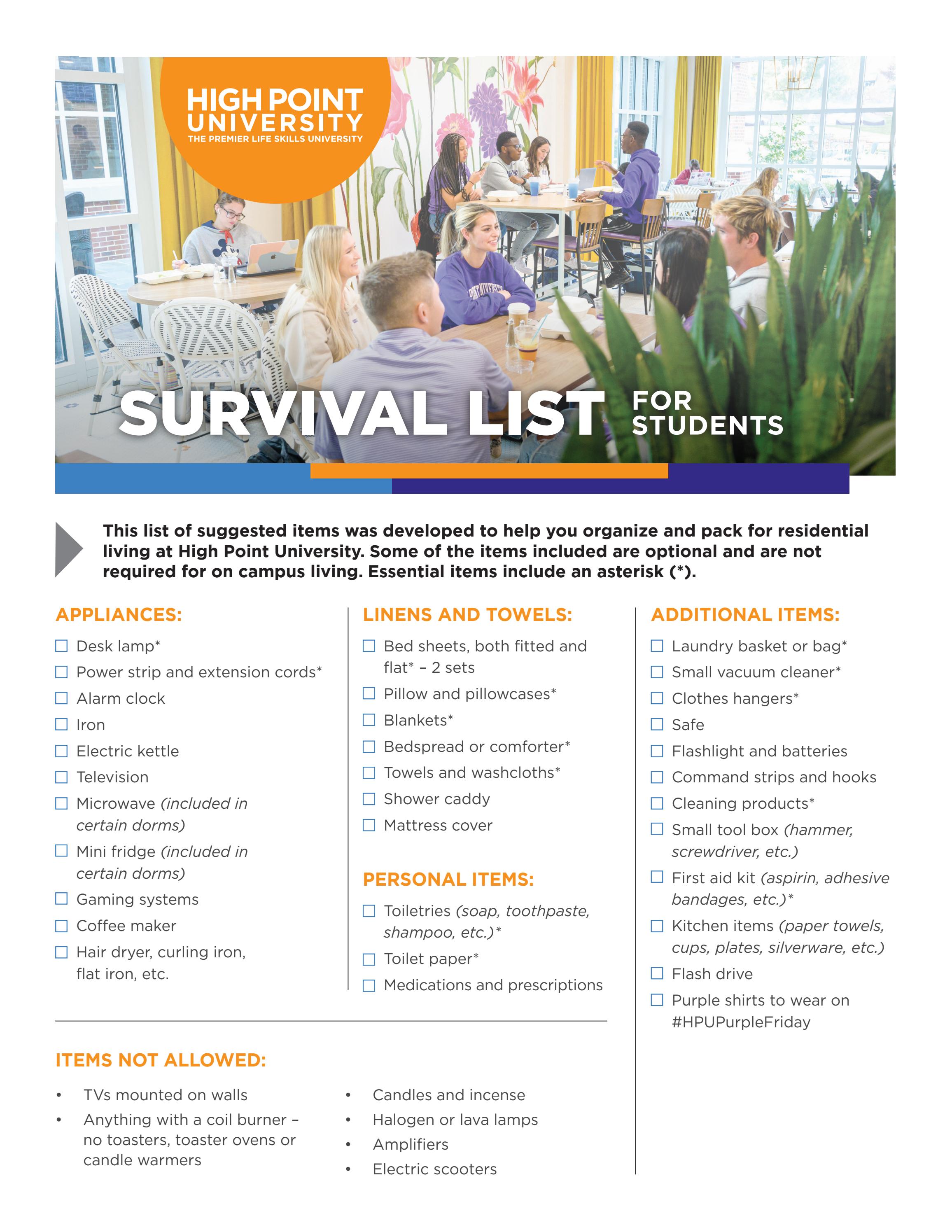 Student Housing Checklist by High Point University Issuu