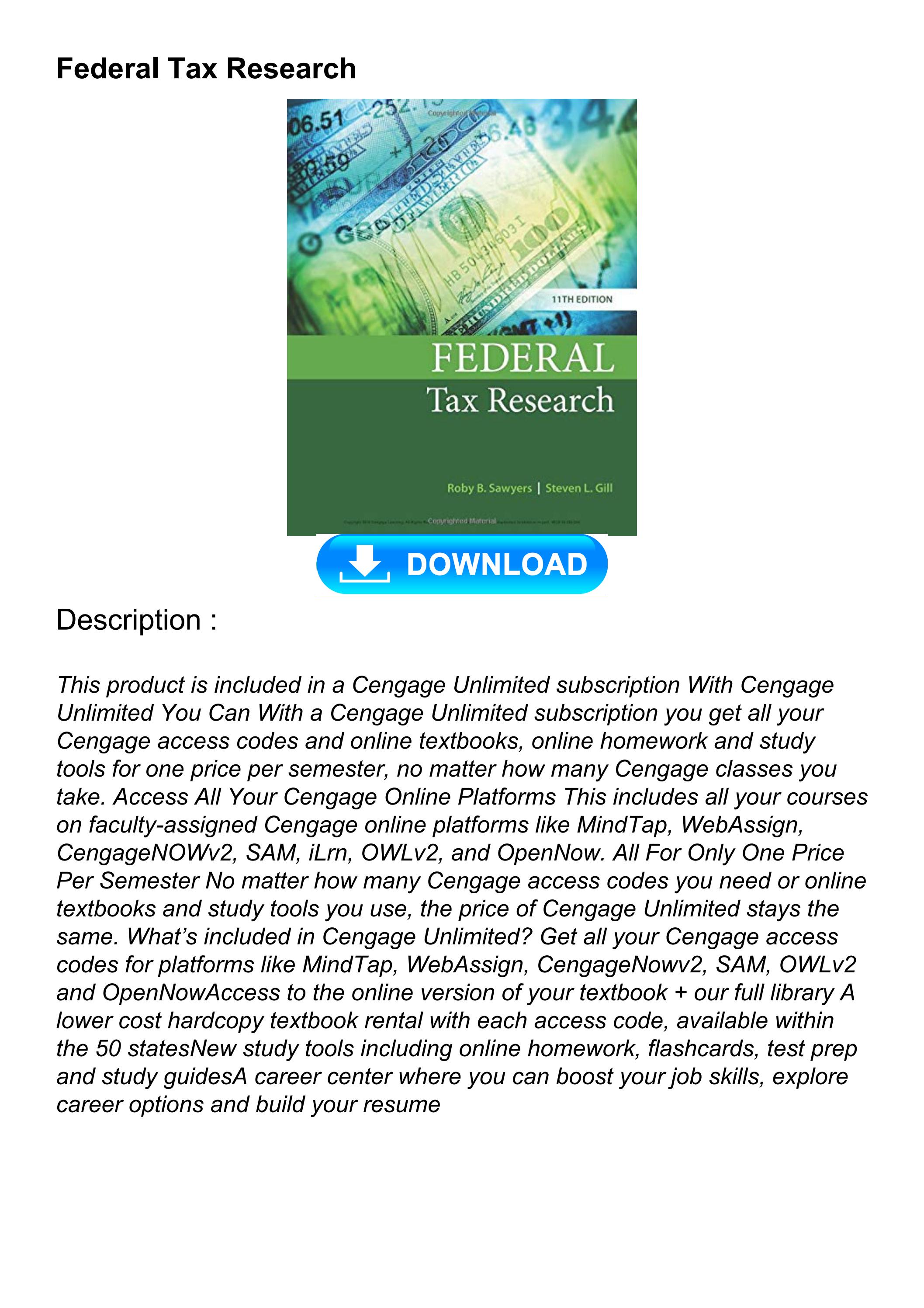 [READ DOWNLOAD] Federal Tax Research by verytargera Issuu