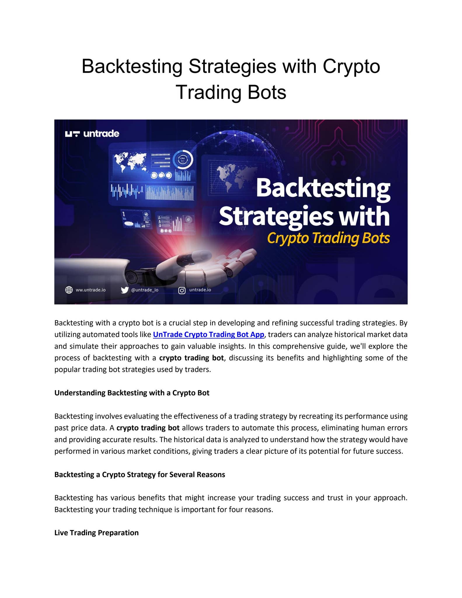 Backtesting Strategies with Crypto Trading Bots by UnTrade - Issuu