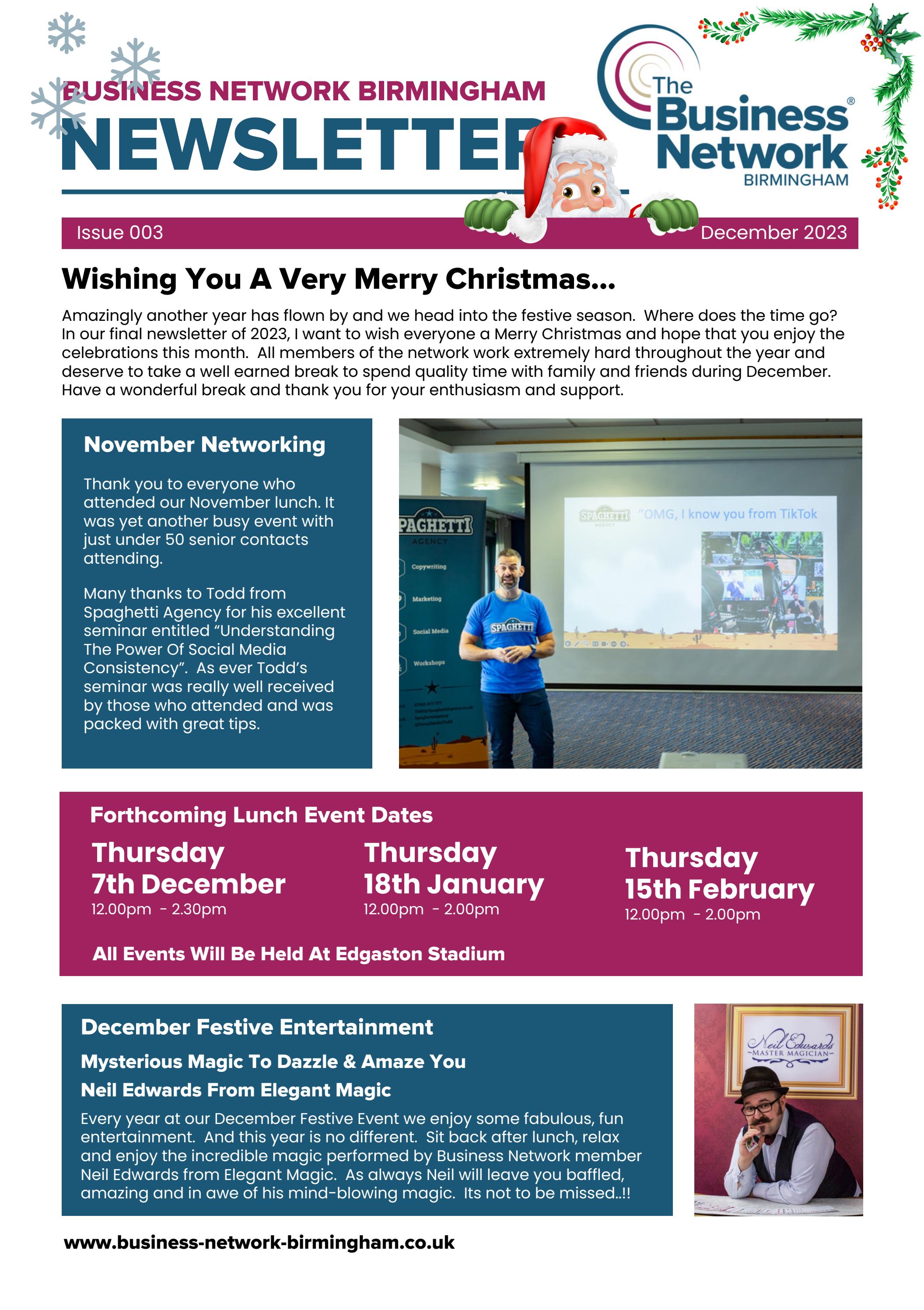 The Business Network Birmingham December 2023 Digital Newsletter by