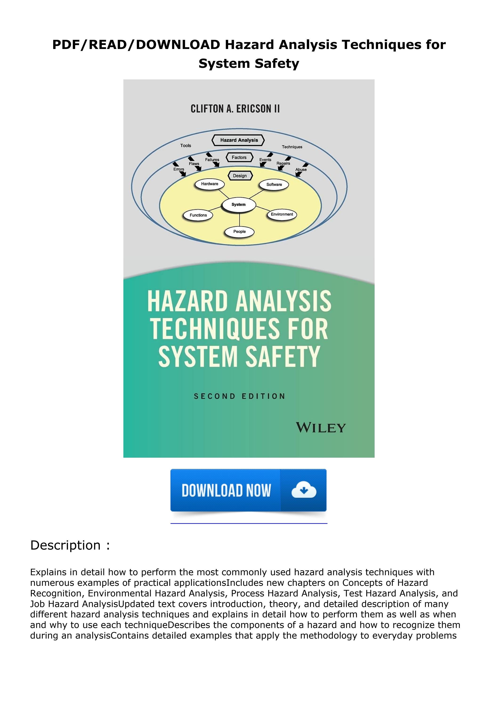 PDF/ READ⭐/⭐DOWNLOAD ⚡ Hazard Analysis Techniques for System Safety by