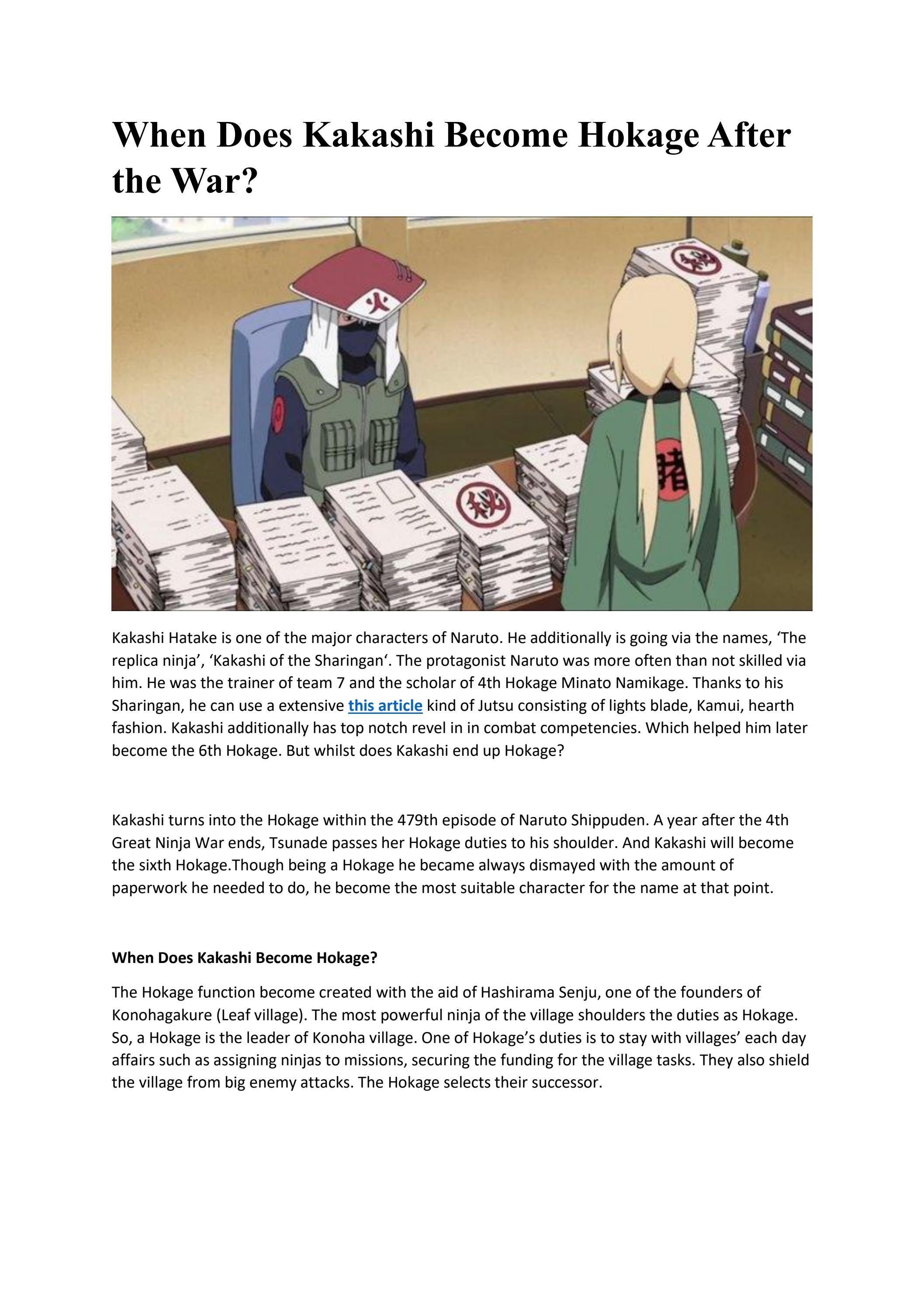 When Does Kakashi Hokage After the War? by Issuu