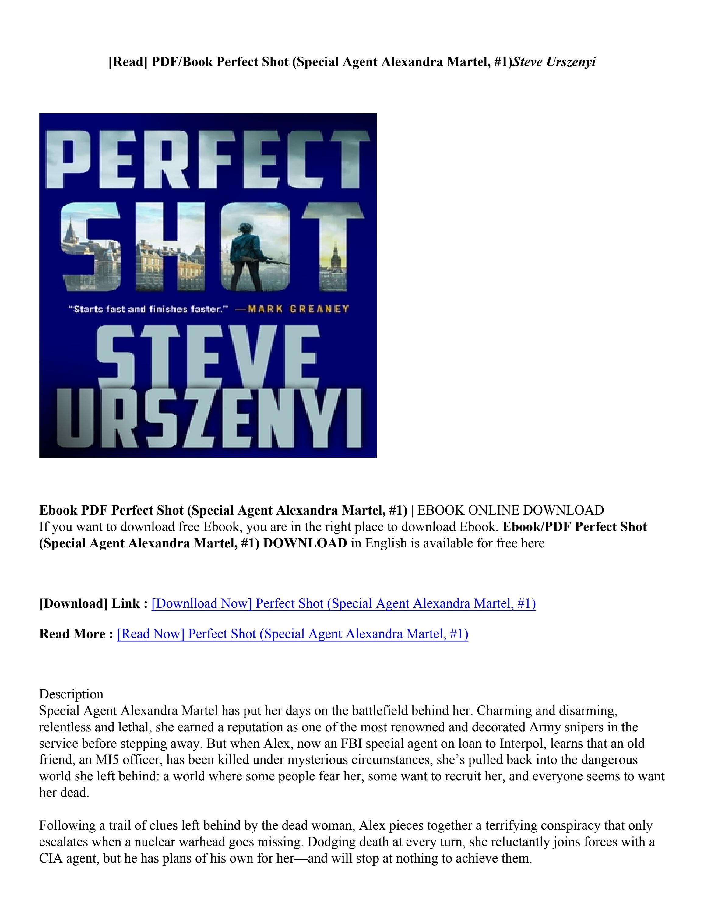 PDF Download Perfect Shot Special Agent Alexandra Martel 1 By pdf download perfect shot special agent alexandra martel 1 by