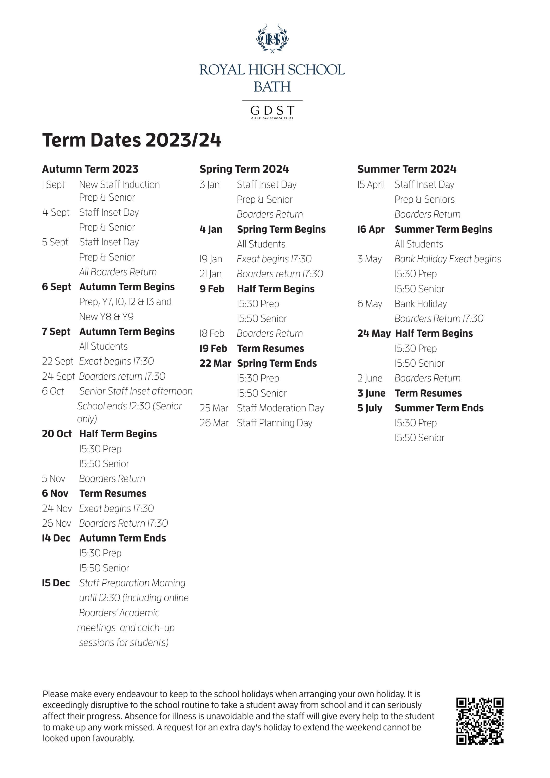 Term Dates and Fees by Royal High School Bath - Issuu