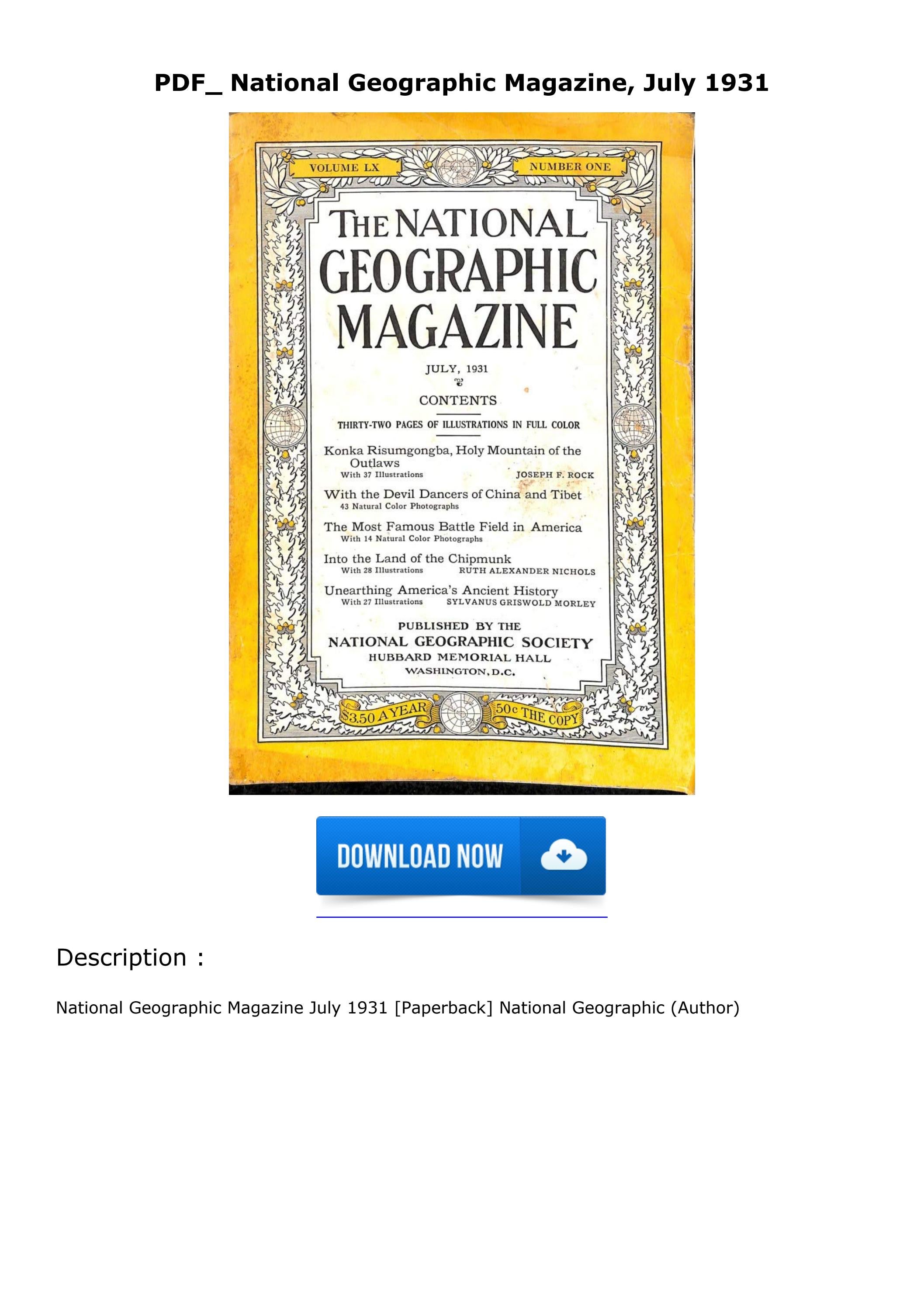 PDF_ National Geographic Magazine, July 1931 by courtneygrantase Issuu