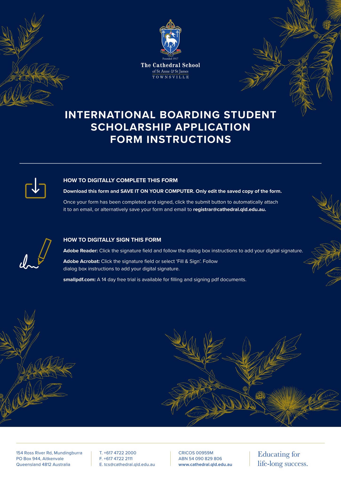 International Boarding Student Scholarship Application Form by The
