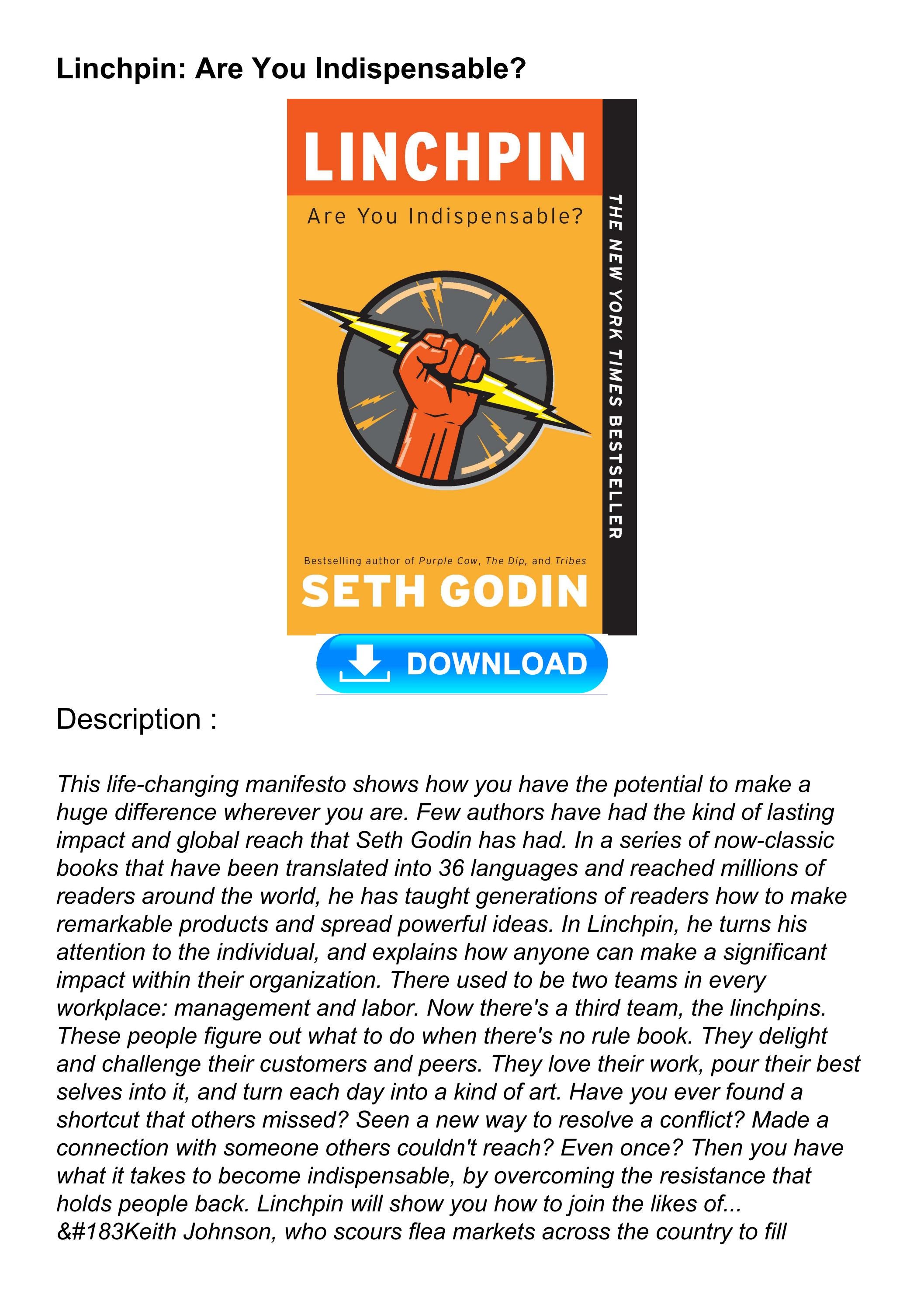 ⚡PDF/ Read⭐/ Download⭐ Linchpin Are You Indispensable? by cumphara