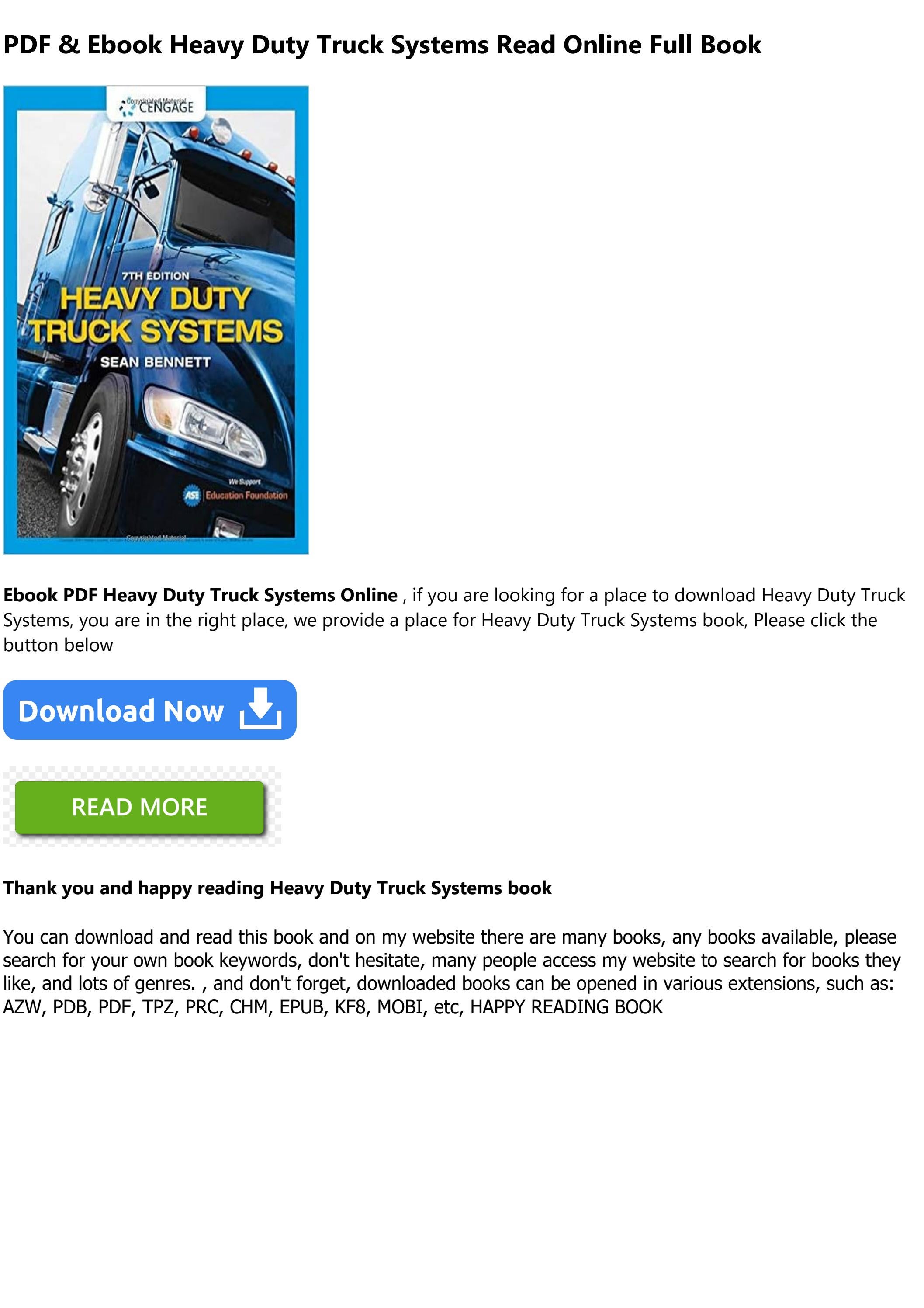 [DOWNLOAD PDF] Heavy Duty Truck Systems *Full Online by
