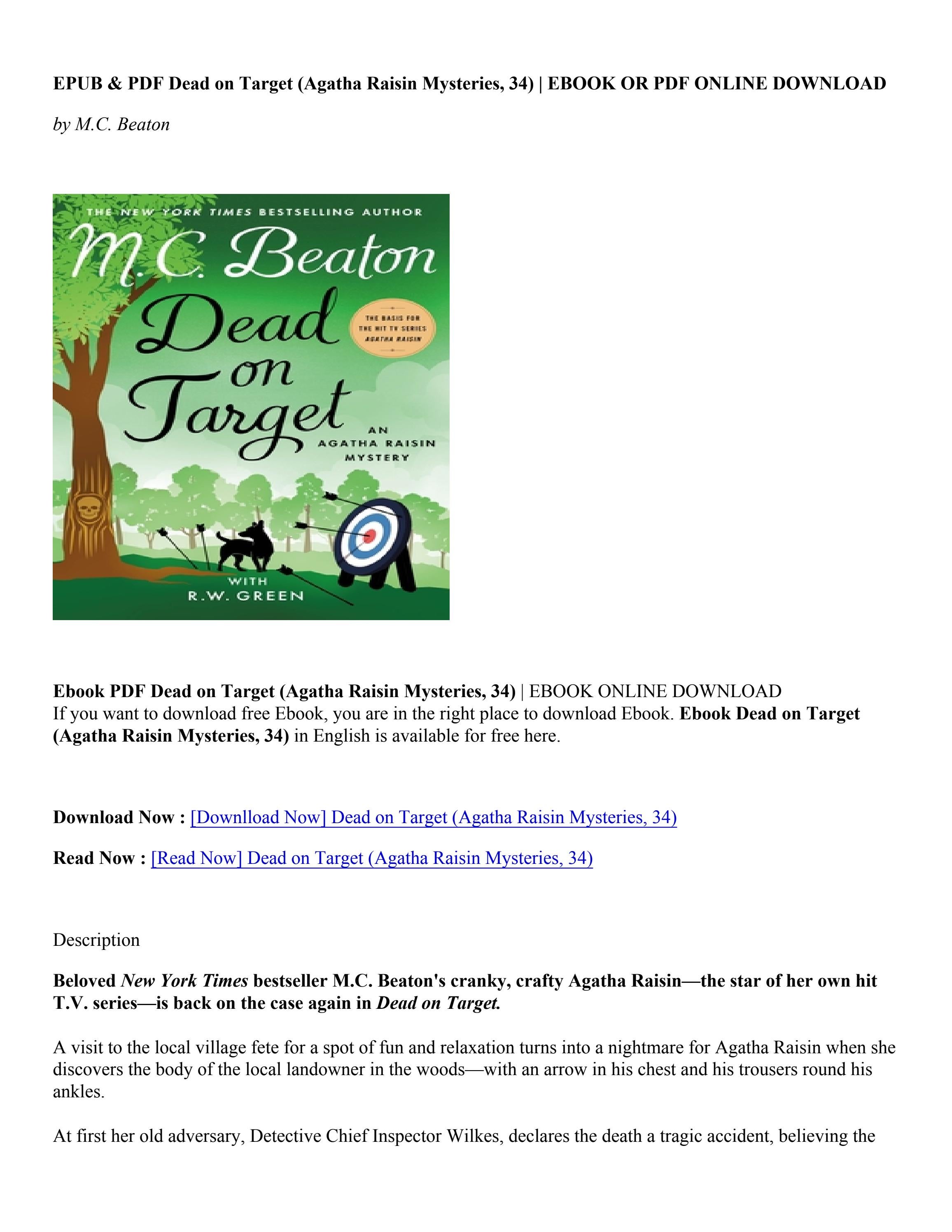 [PDF] Download Dead on Target (Agatha Raisin Mysteries, 34) M.C